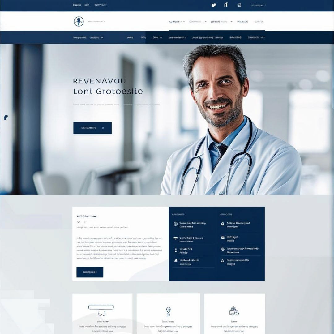 Create a full web design for the homepage of a medical center with a rendez-vous form in the hero, blue and white colors.