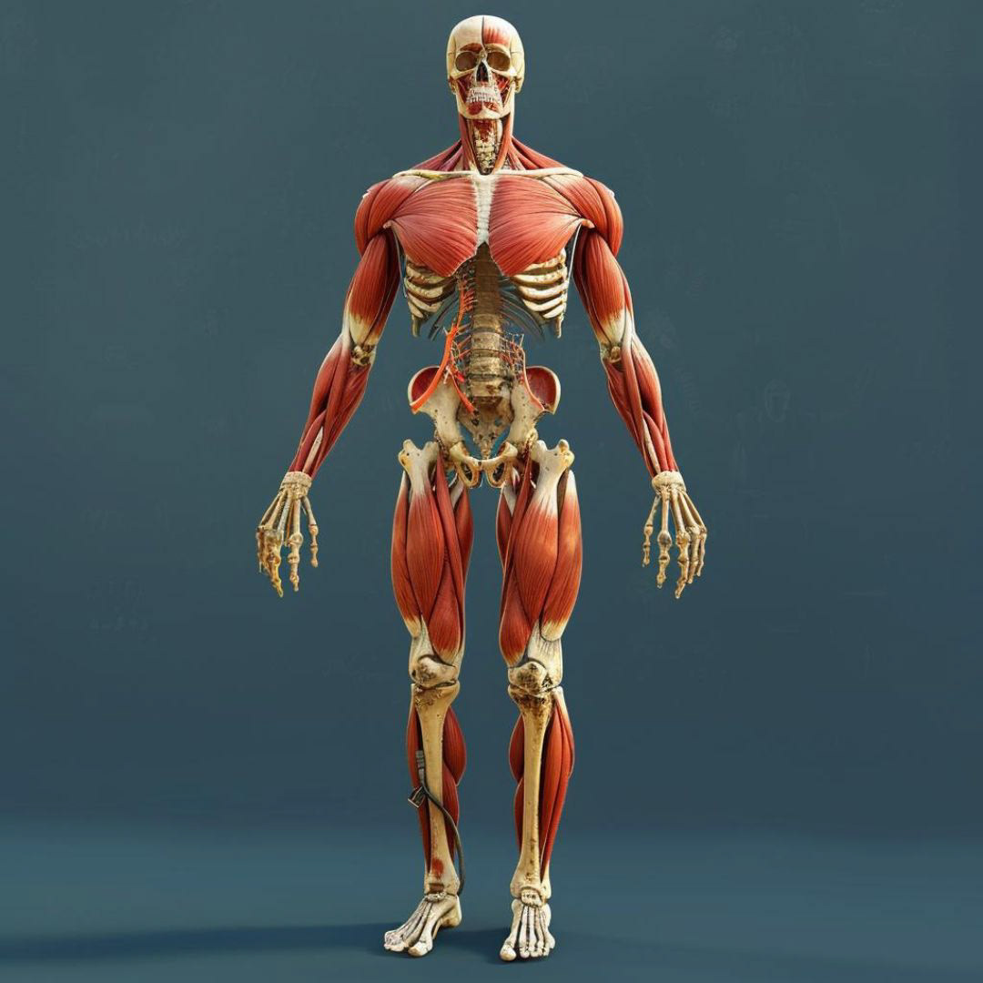 Create a musculoskeletal anatomy, a full body human.