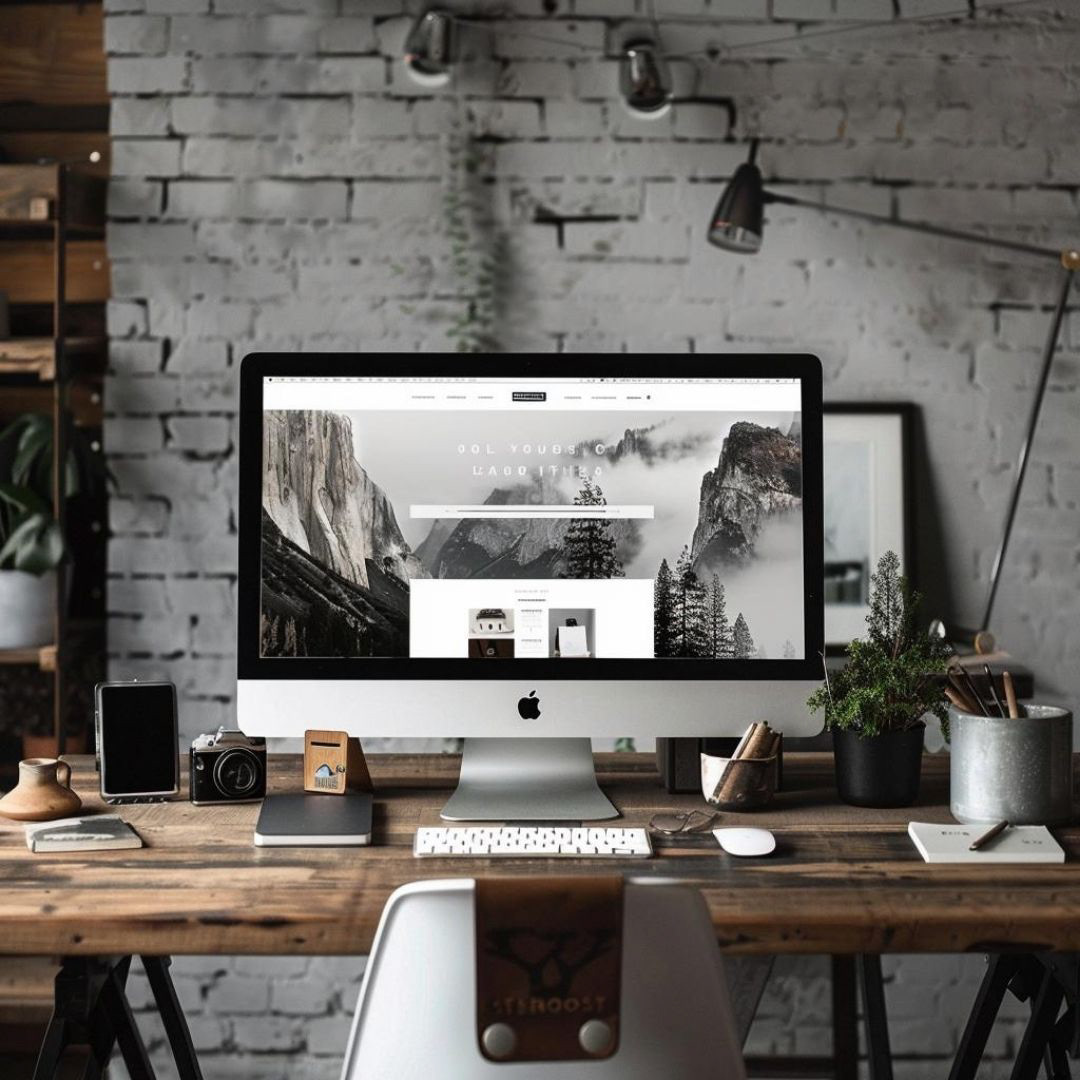 Create an Innovative Website Design Ideas: Go Beyond the Ordinary, modern, clean, business, website shown in apple imac screen on table