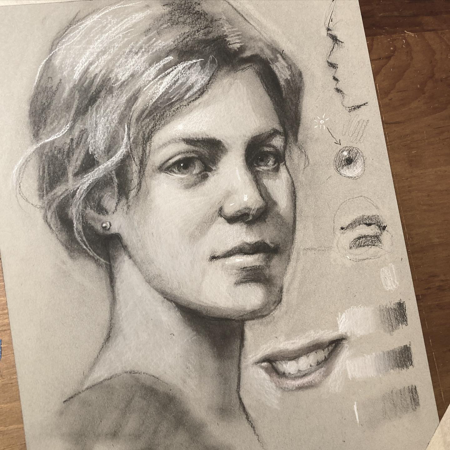Portrait class drawing demonstration