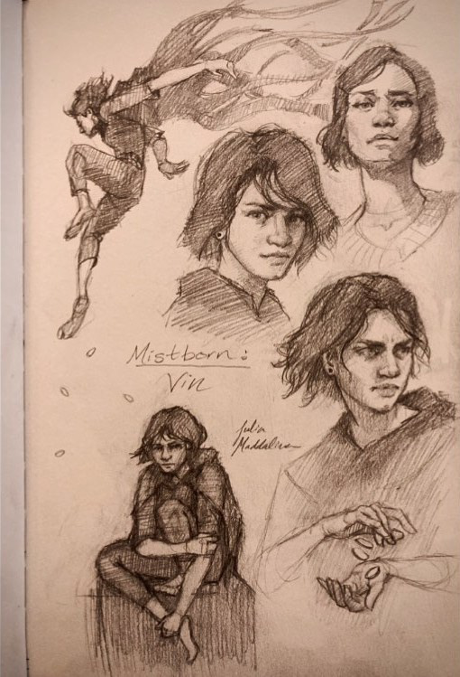 Sketches of Vin from Mistborn by Brandon Sanderson, Graphite
