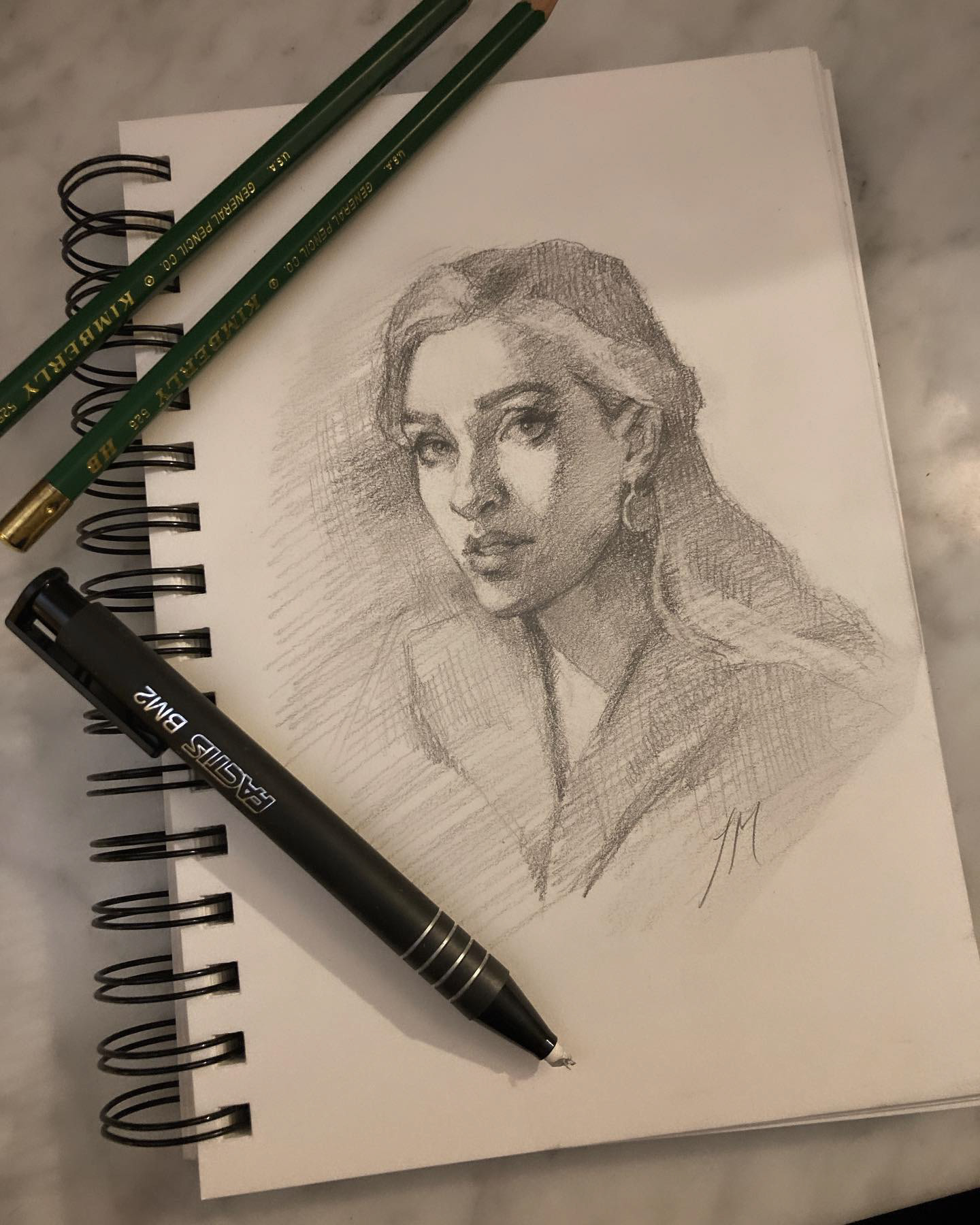 Mirror Study in Graphite before my demonstration at the EBell theater