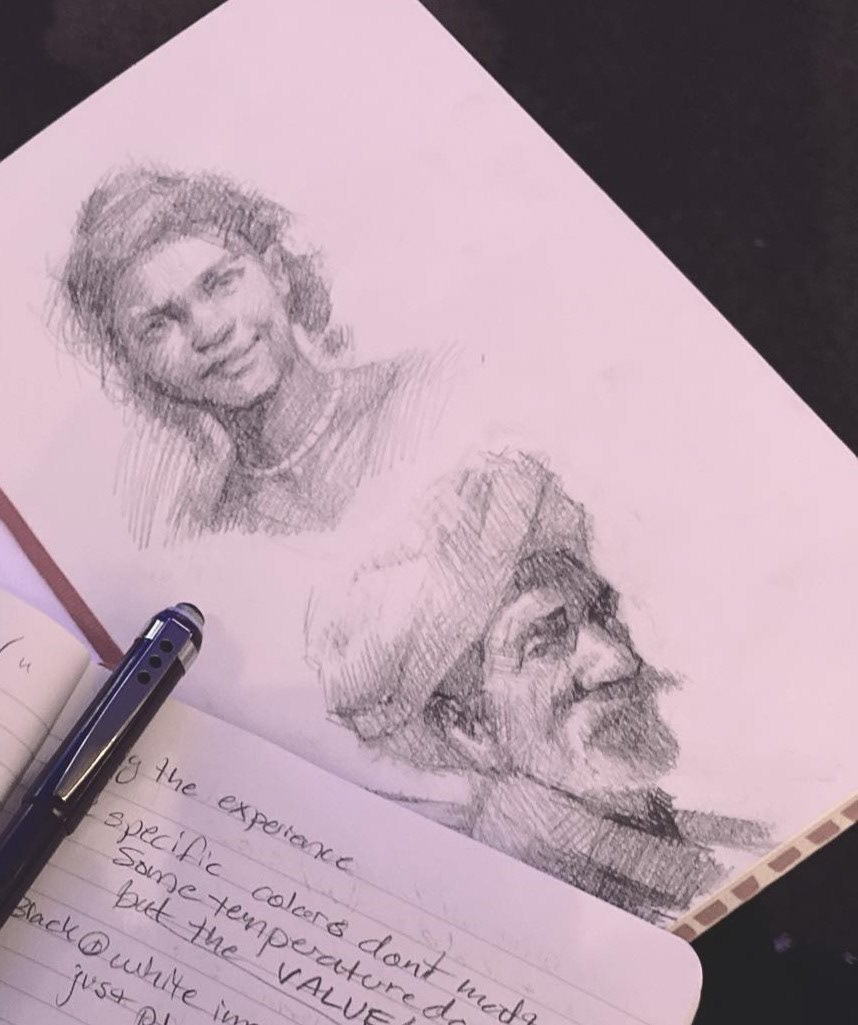 Graphite drawing during the Portrait Society of America Conference