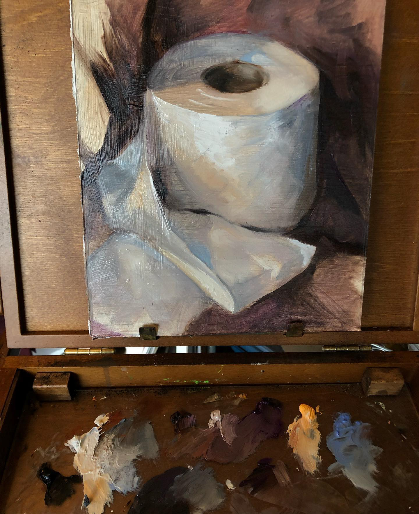 Oil sketch of "The last roll" at the start of the pandemic in 2020. *sold*