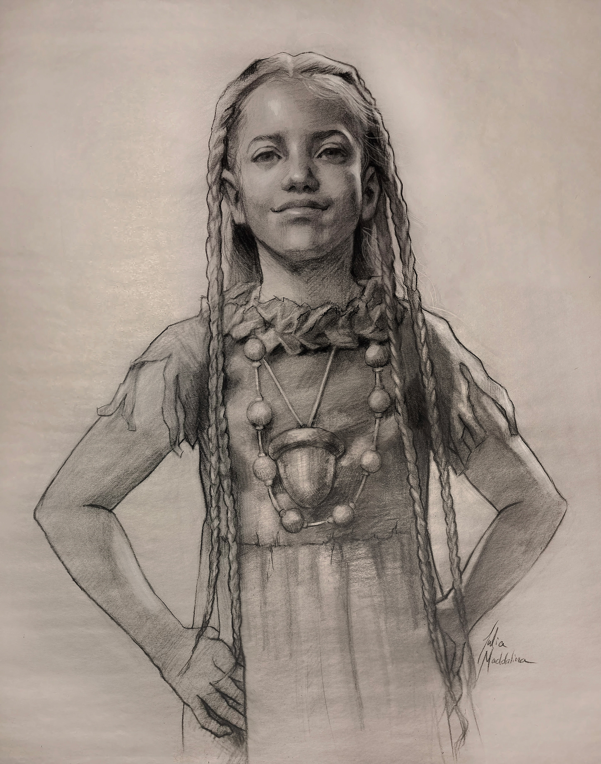 "Lost Girl" Charcoal on Newsprint 18x24"