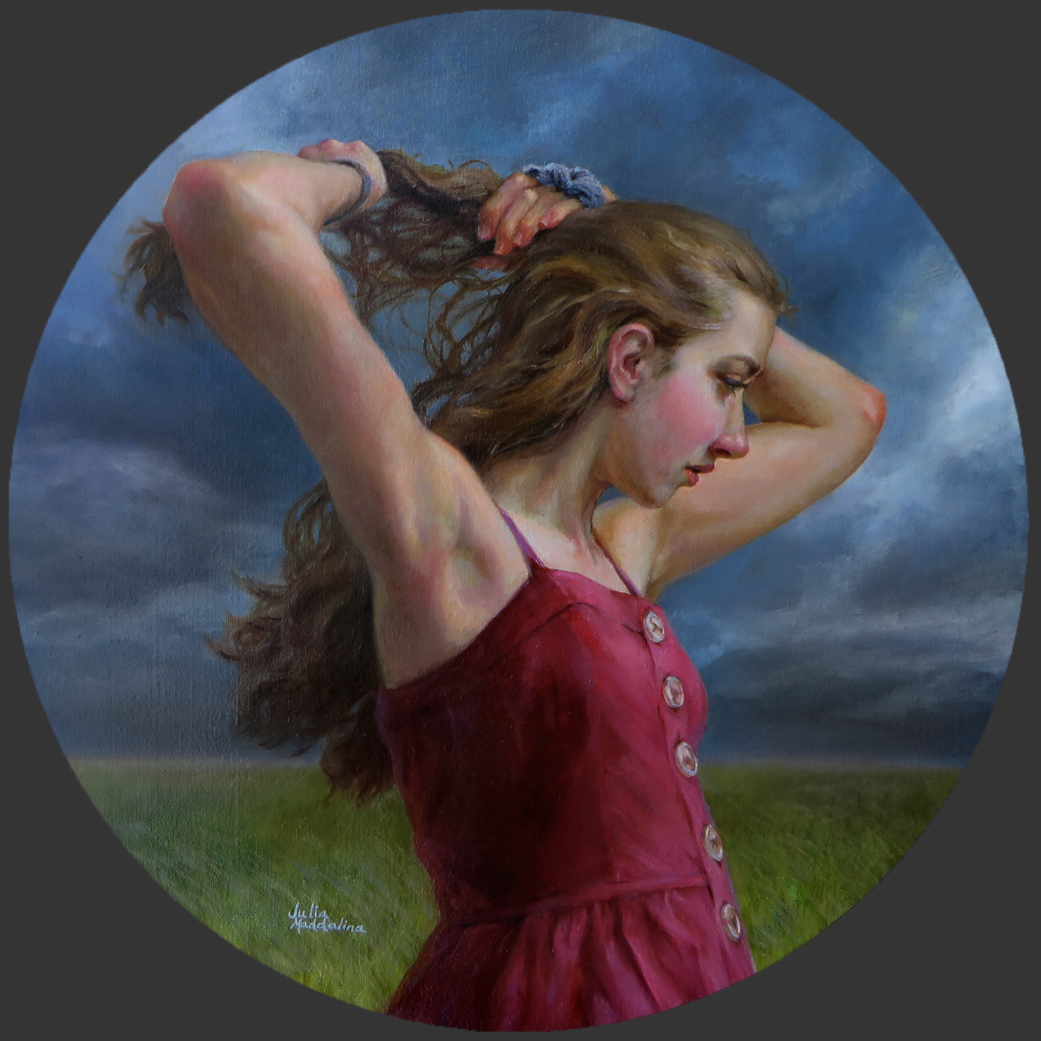 "Winds in the East", Oil on Canvas, 20" diameter