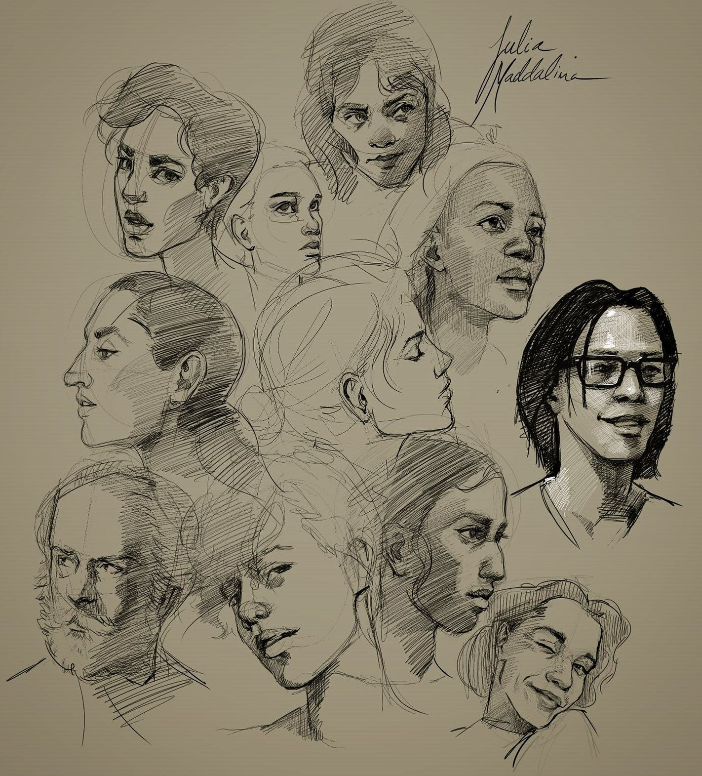 Digital portrait doodles during a seminar with Bobby Chu