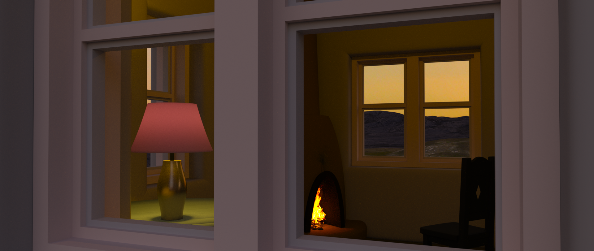 Outside the Window - Digital Image by Victoria Taylor-Gore, 2024. Built in Blender and Daz3d. No AI was used.