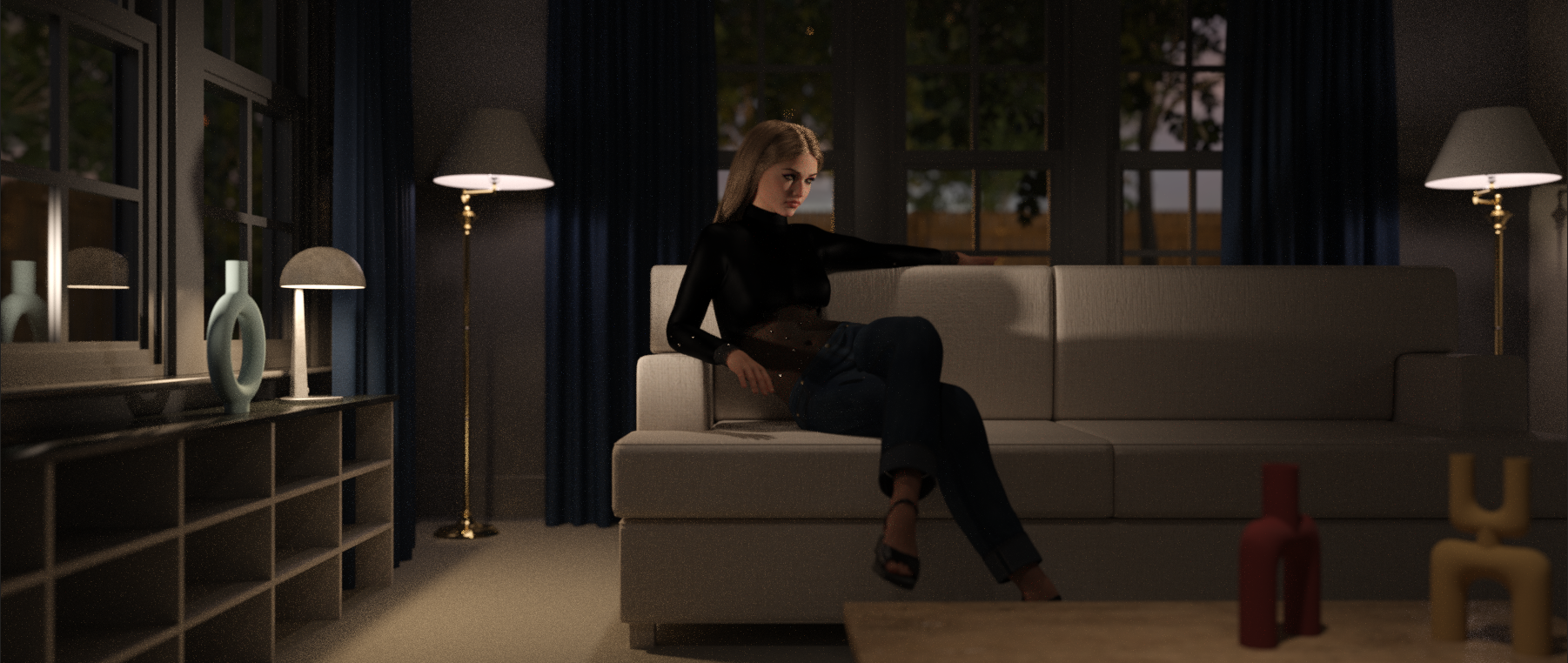 Juliet Relaxing - Digital Image by Victoria Taylor-Gore, 2024. I created this with Daz3d, and no AI was used. 