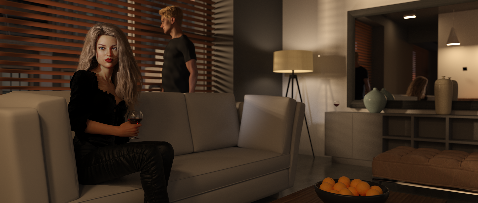 City Couple - Digital Image by Victoria Taylor-Gore, 2024. I created this with Daz3d, and no AI was used. 