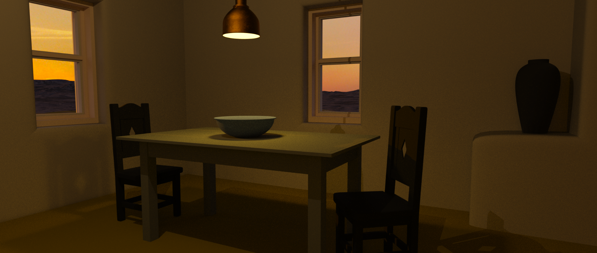 Quiet Table - Digital Image by Victoria Taylor-Gore, 2024. Built in Blender and Daz3d. No AI was used.