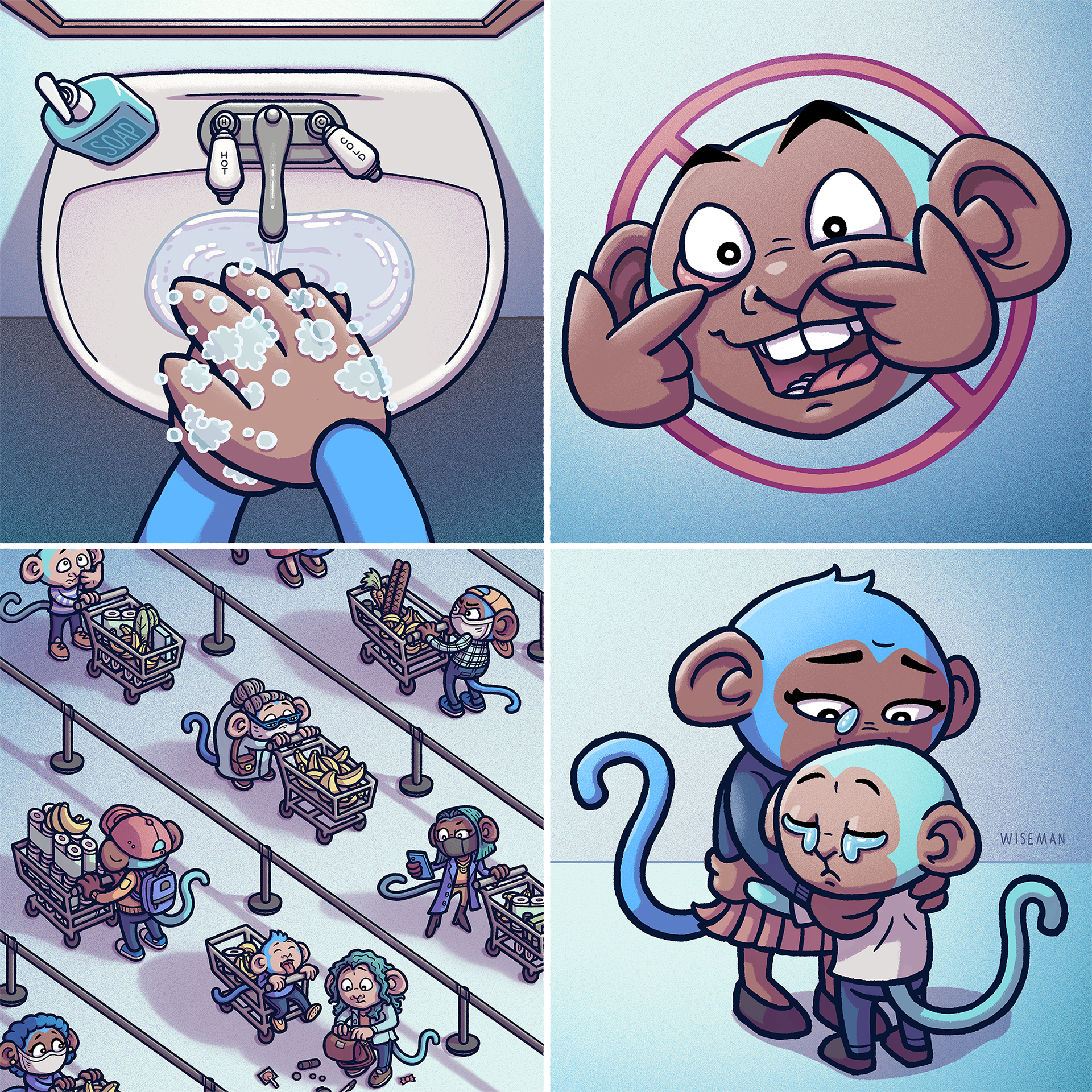 monkeys performing various actions