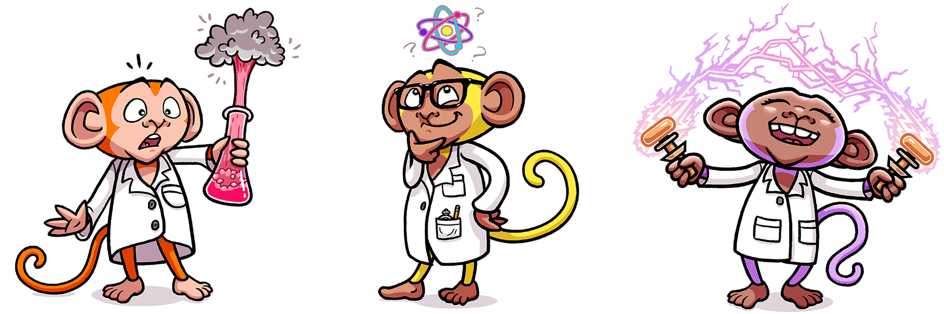 three monkey scientists