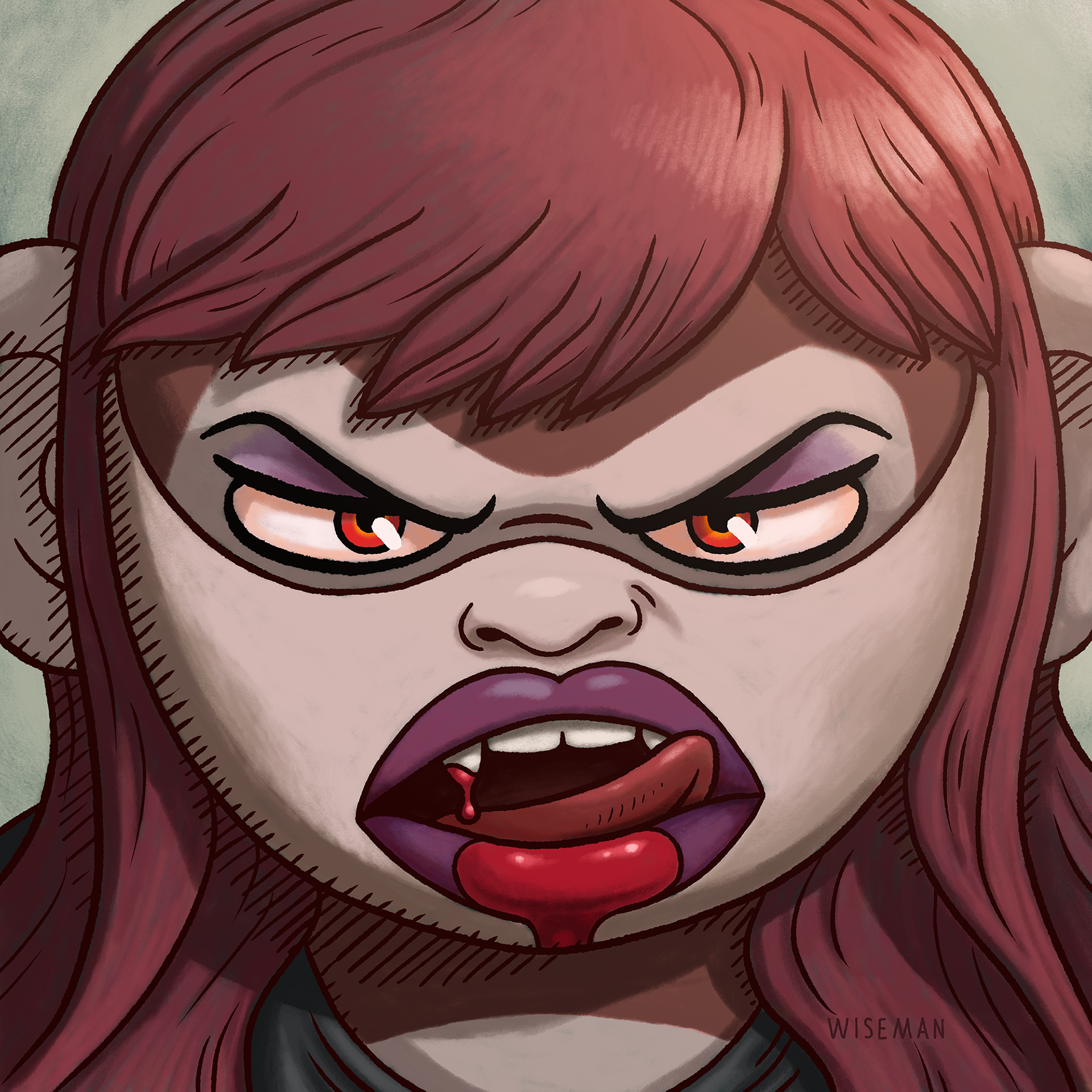 monkey wearing vampire COVID mask