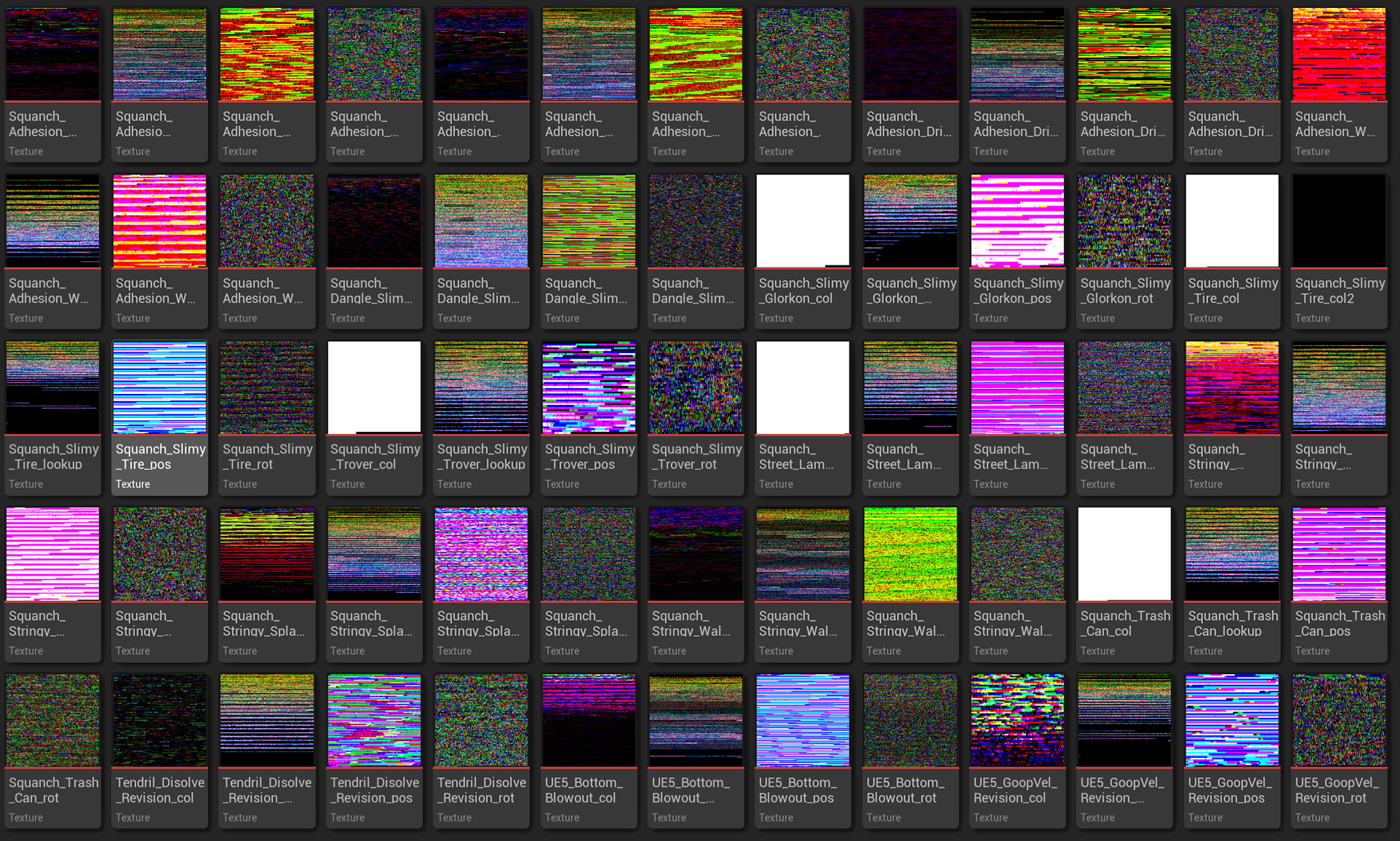VAT supporting textures. Several of these sets of textures include prototypes that were not used.