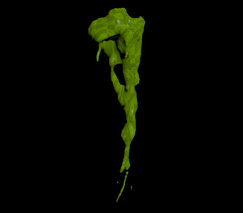 Animated stringy splatter component for the impact points.