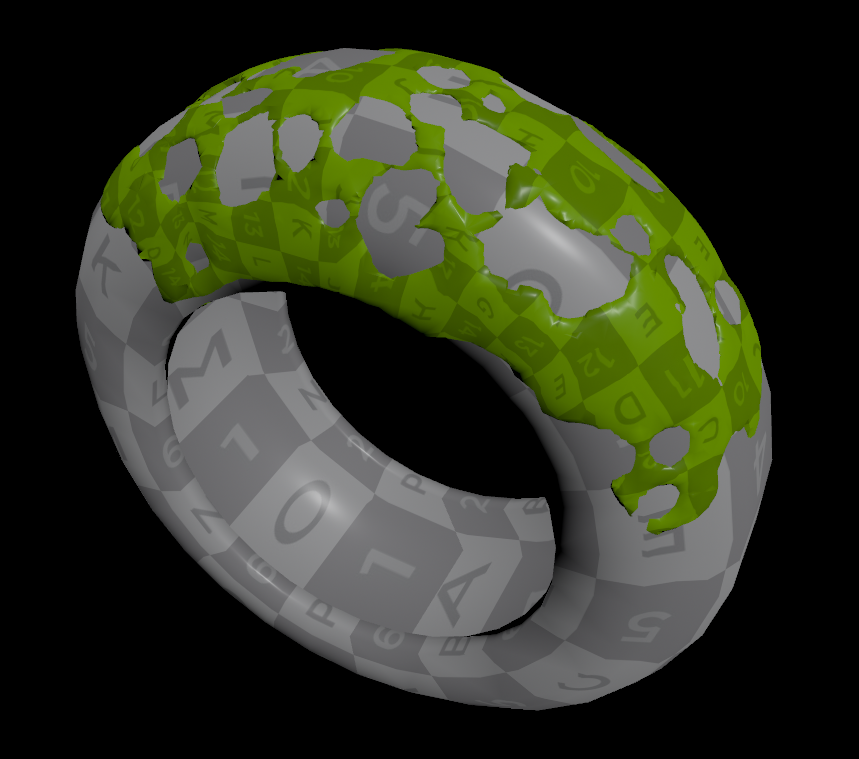 Dissolving mesh for the tire, the sim is played forward quickly to splat and in reverse slowly to dissolve.