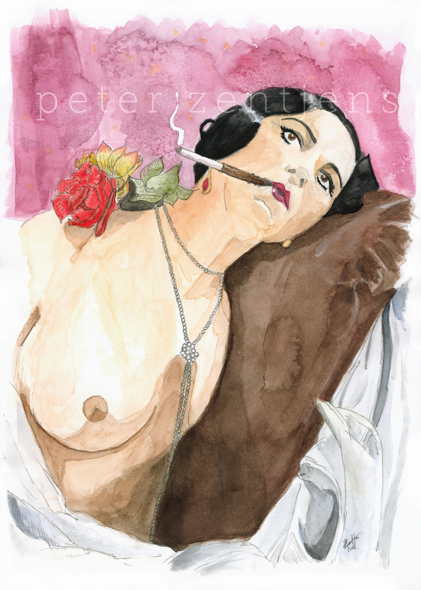 The smoking lady of the boudoir