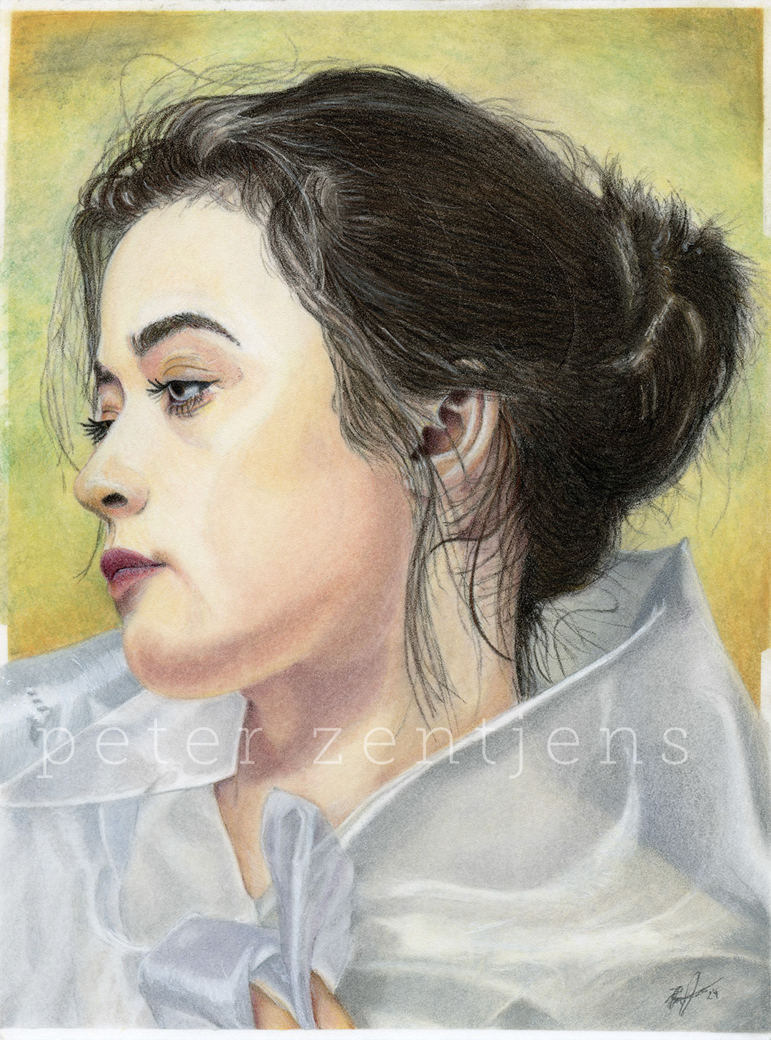 Contemplation - Pastelmat 18x24cm - gelpen,  pastel and colored pencil