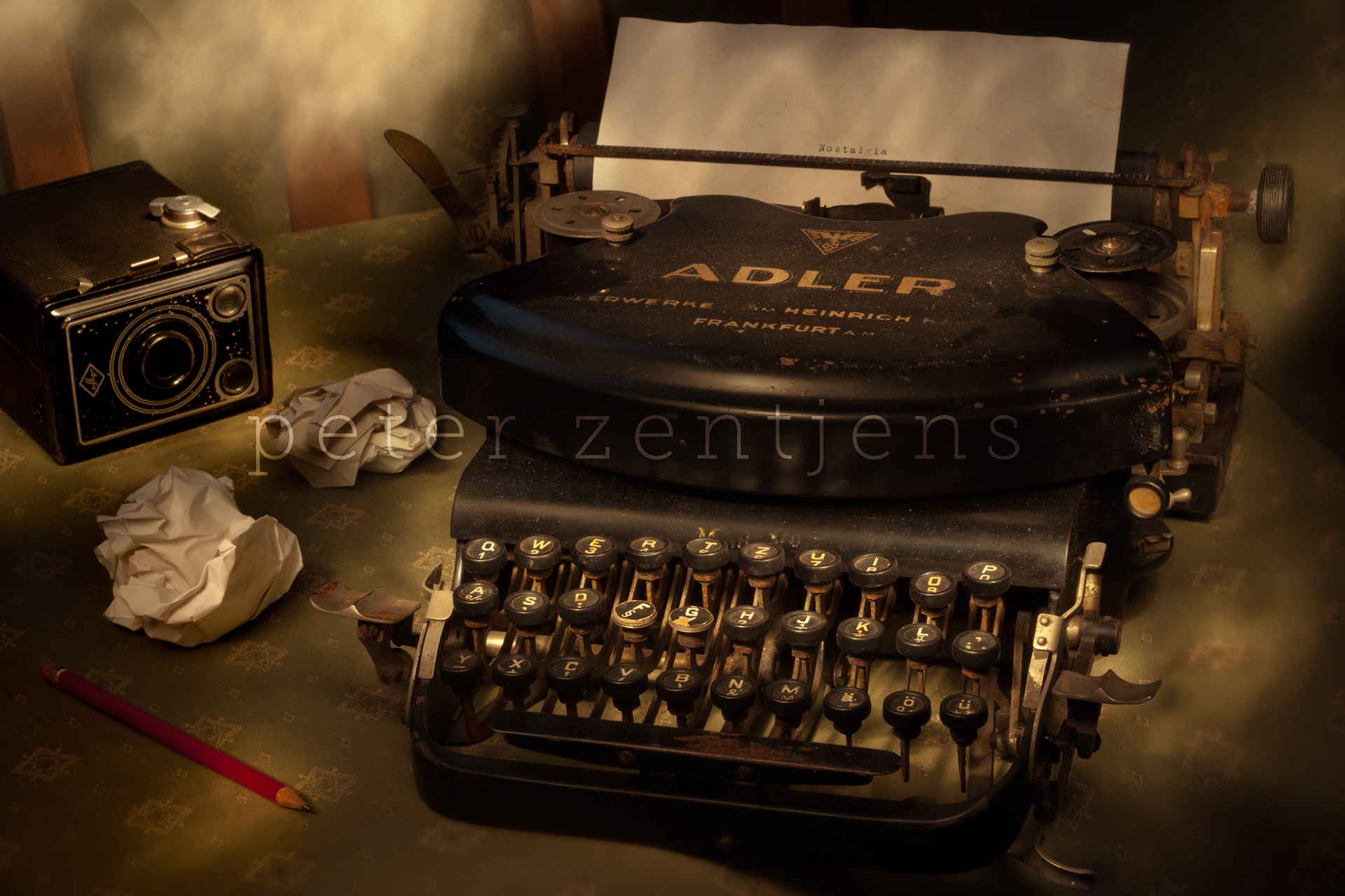 Typed nostalgia - A very old and lovely Adler typewriter, shot using my own light painting technique.