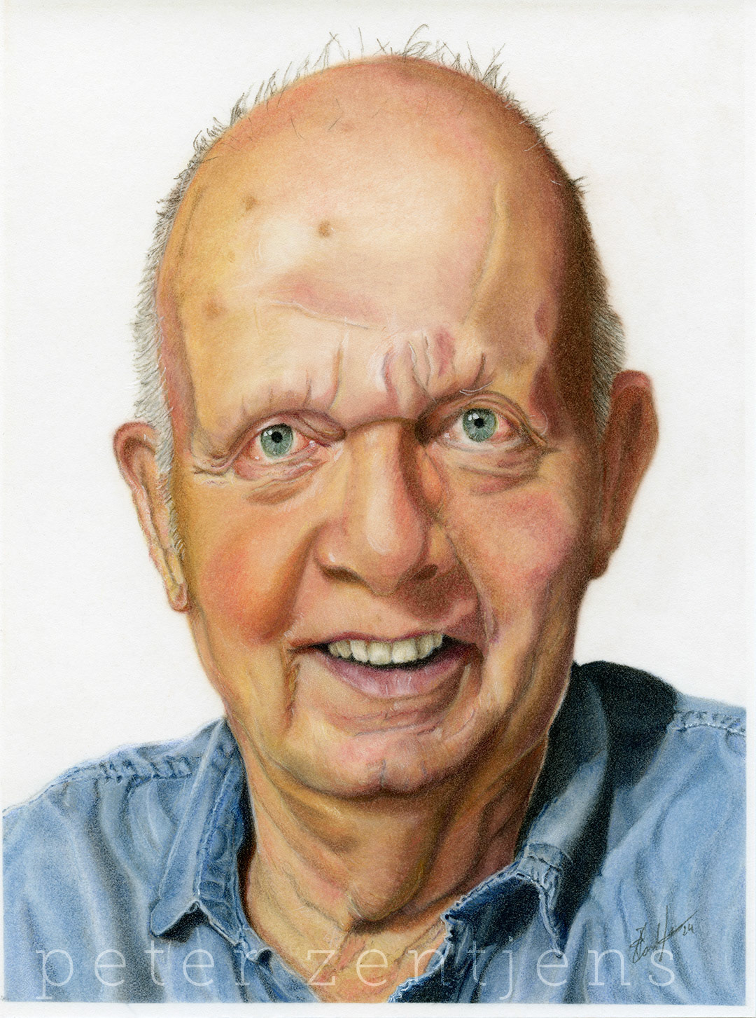 Father's Portrait -  Jaak Zentjens - Pastelmat 18x24cm - gelpen,  pastel and colored pencil