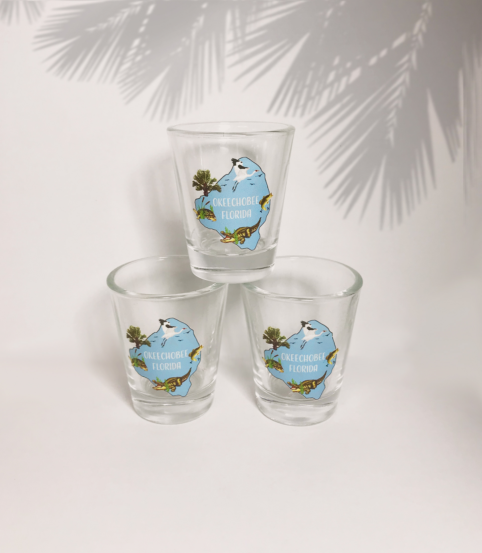 Shot glasses that capture the wildlife of Okeechobee, FL