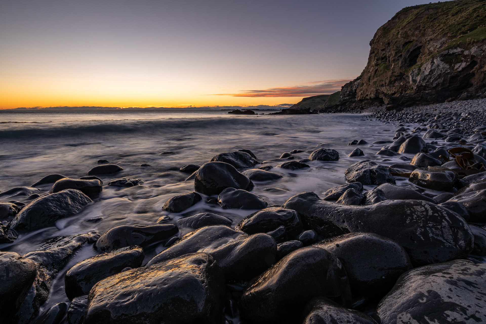 Sunset at Magnet Bay, Banks Peninsula.