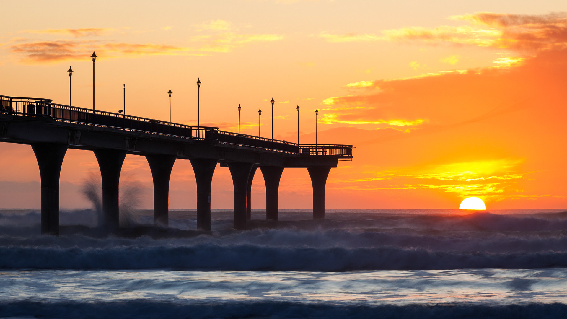 Sunrise, New Brighton Pier, Christchurch.