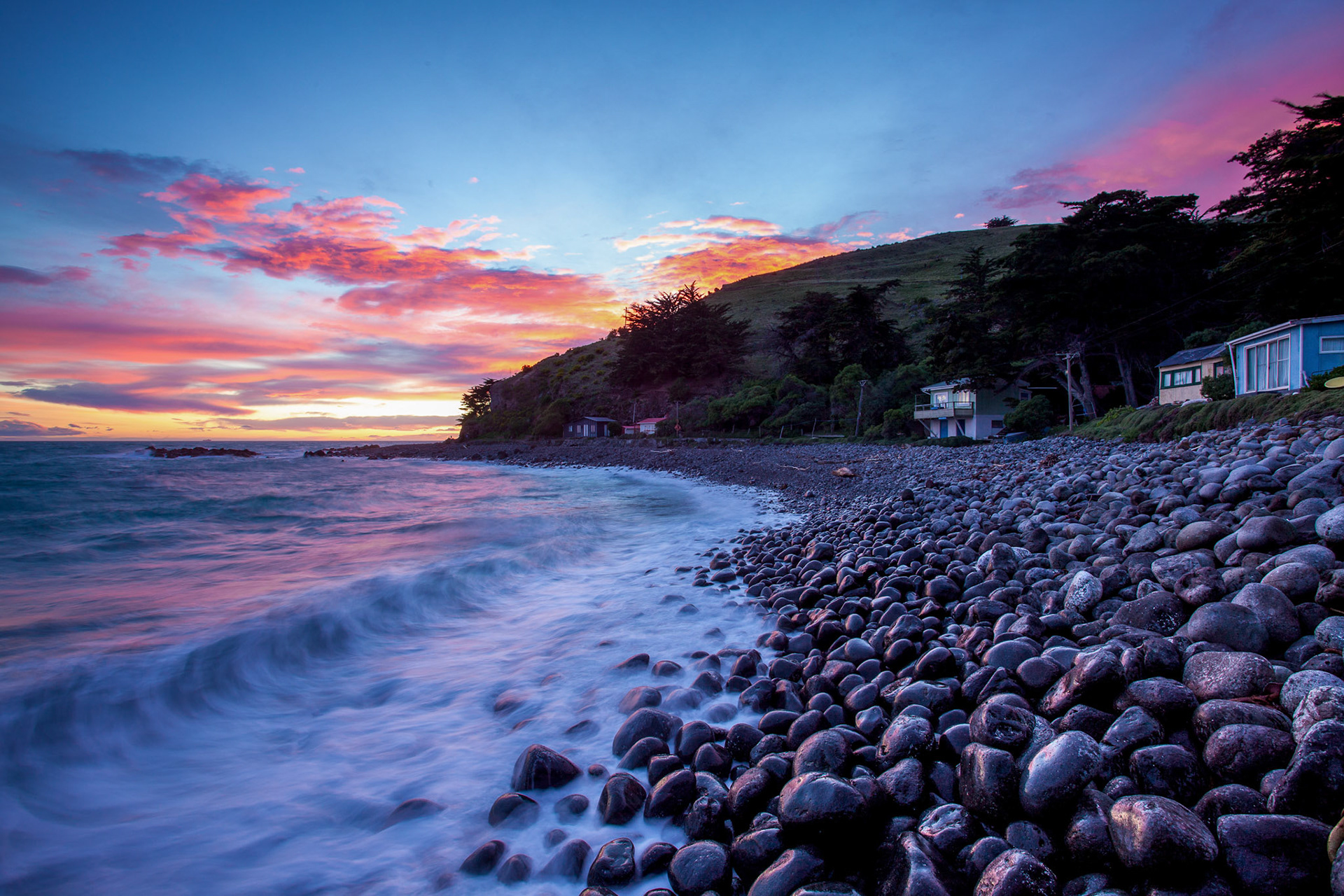 A colourful sky at sunrise, Boulder Bay, Ōtautahi Christchurch