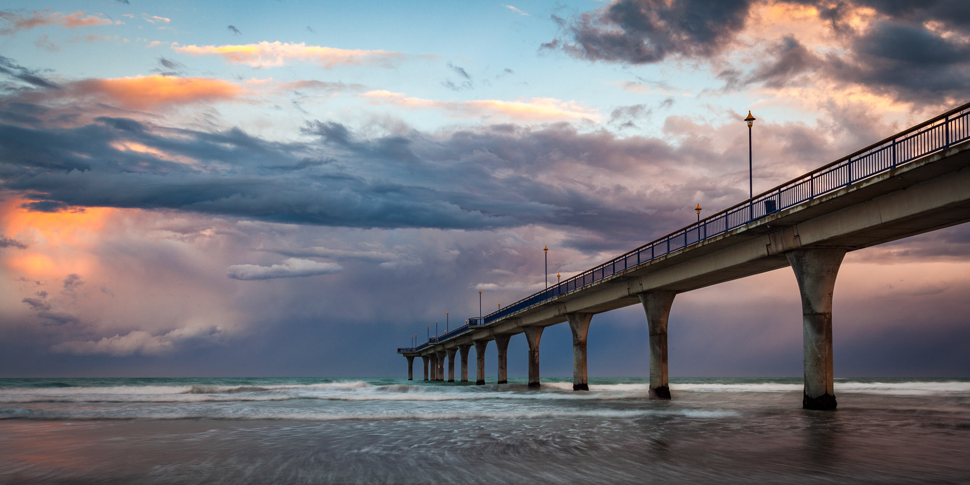 Moody weather at New Brighton Pier, Christchurch