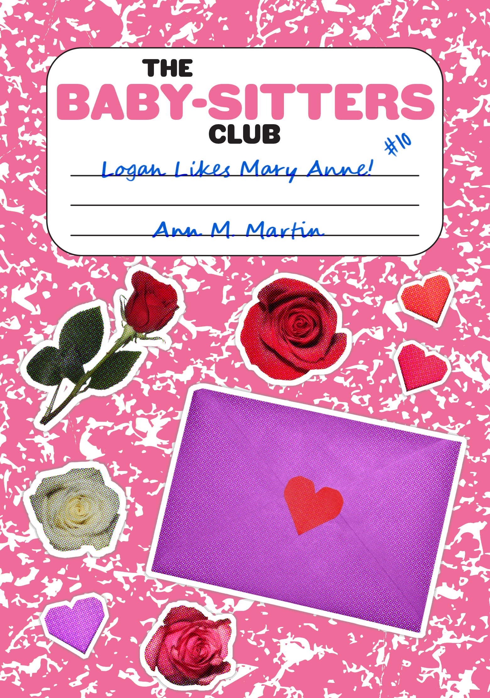 This book's story centers around Mary Anne and Logan beginning their relationship. To show this I included flowers, hearts, and a love letter.