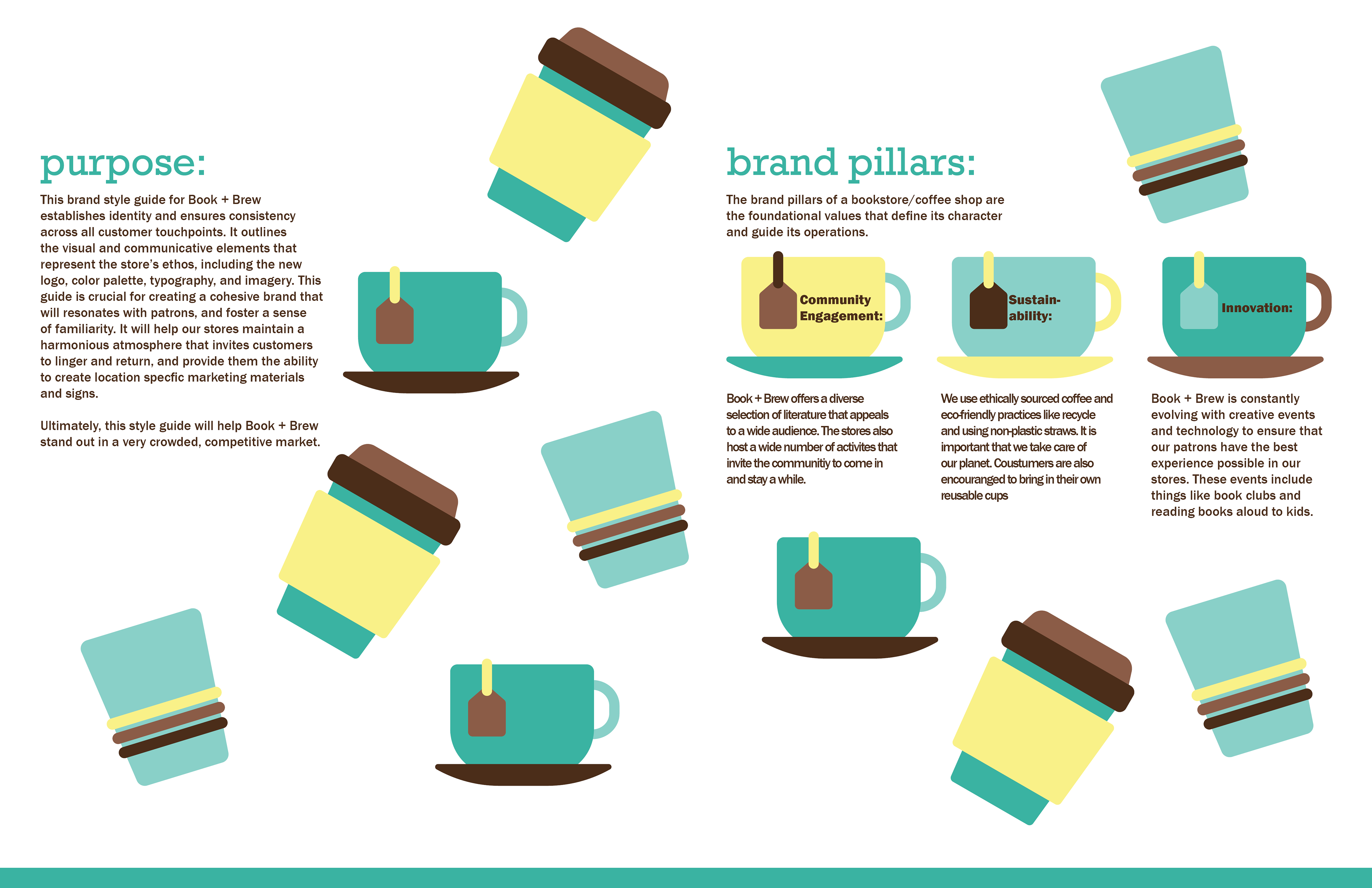 This spread goes over the purpose of the redesign and the brand pillars.