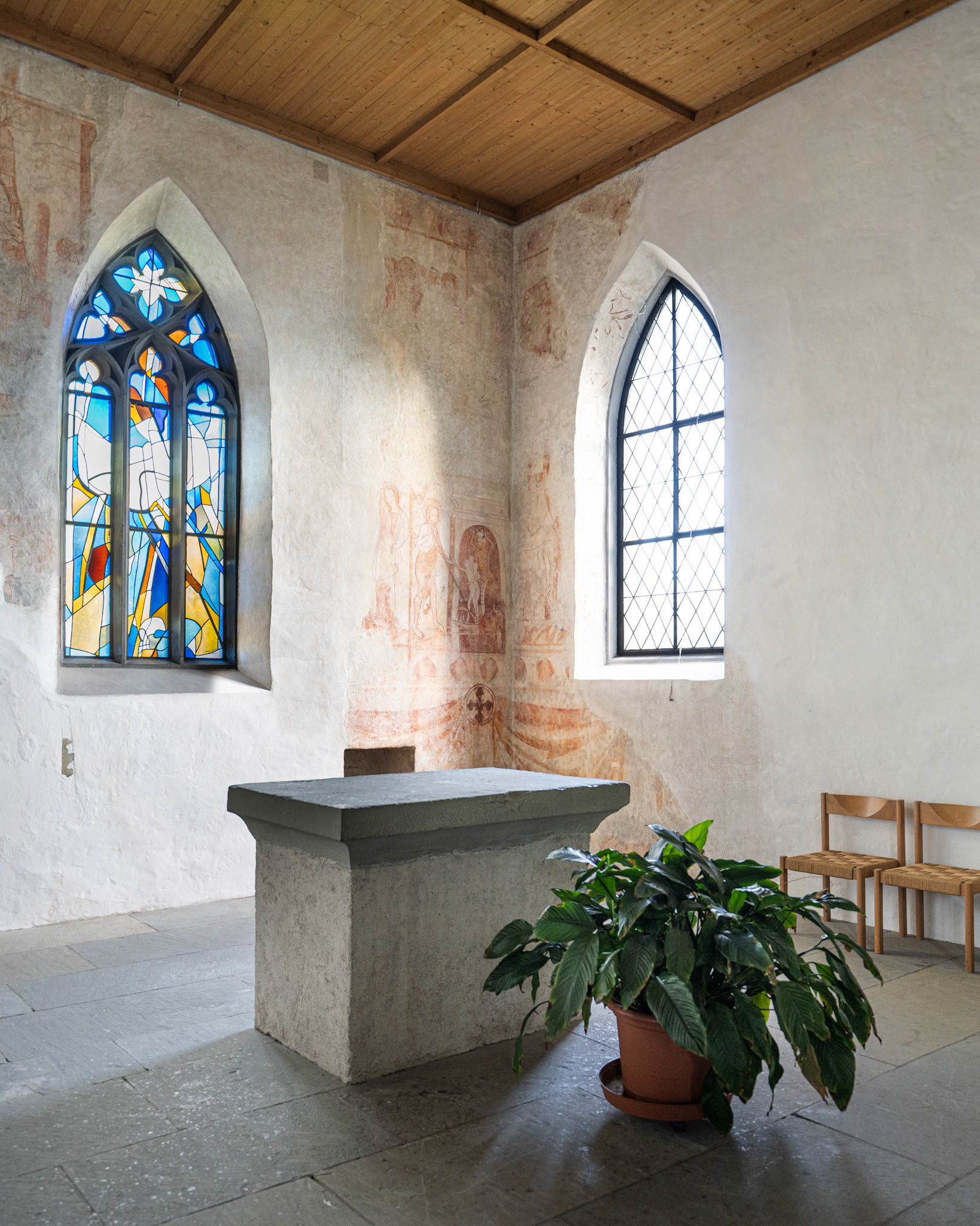 frescos and modern windows