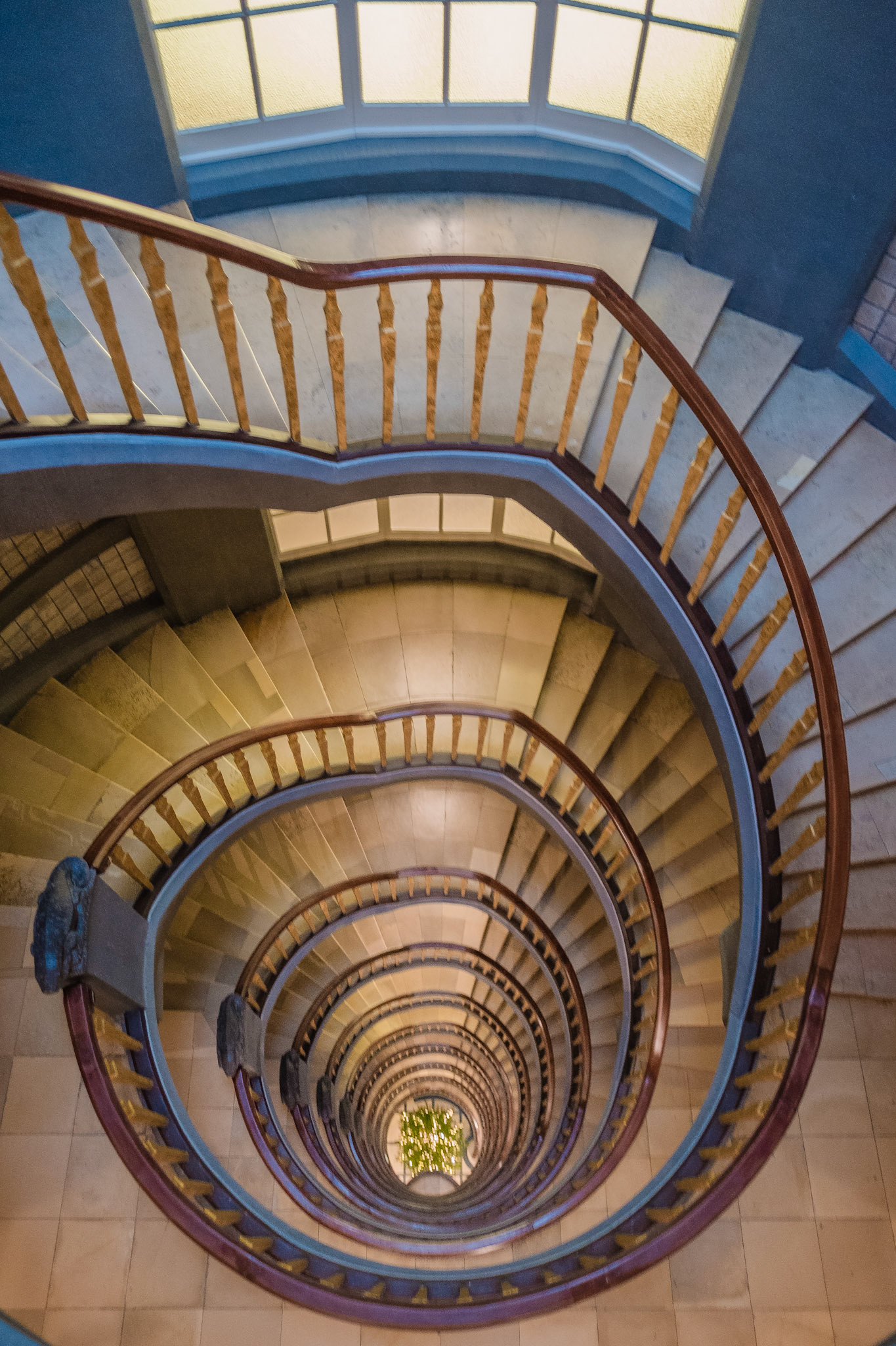 Looking down the staircase inside the Meßberghof
