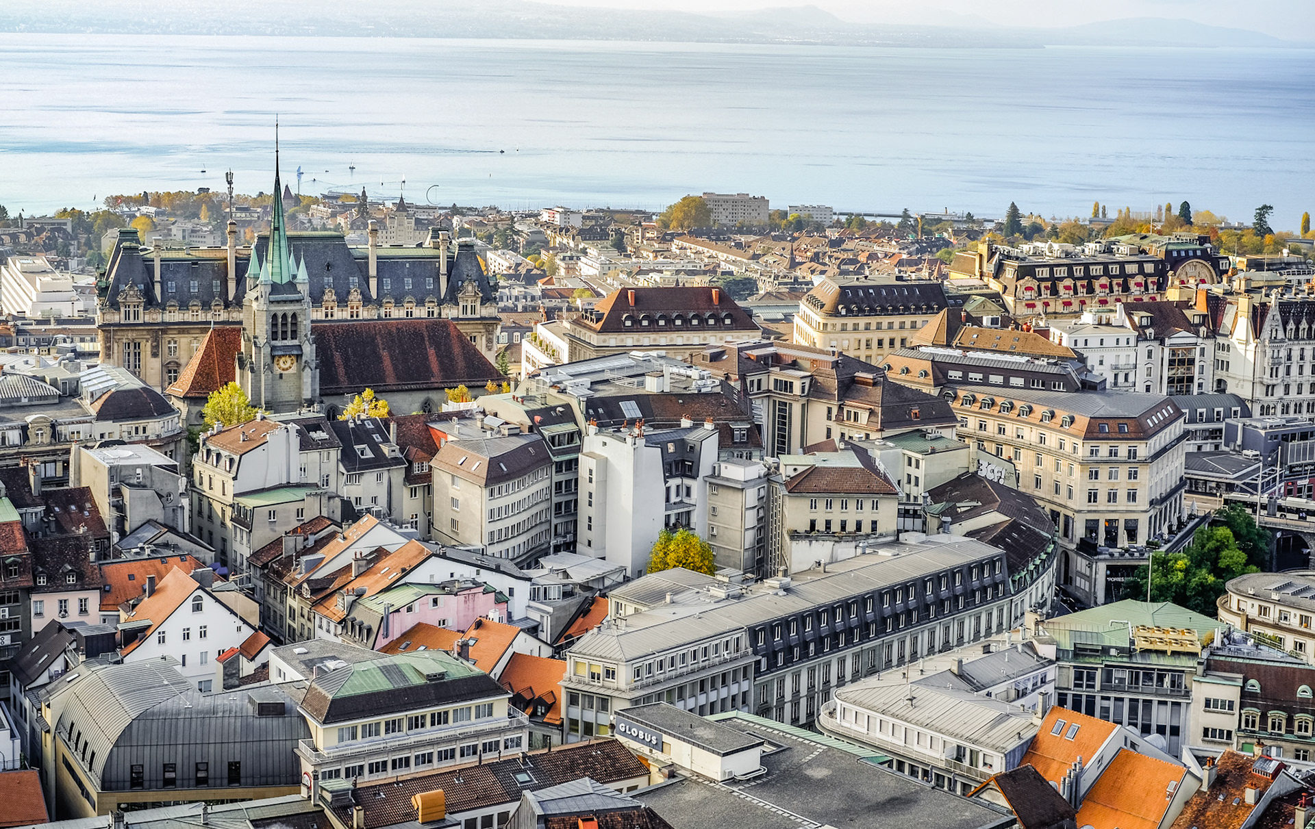 Lausanne as seen from the tower of Lausanne Cathedral