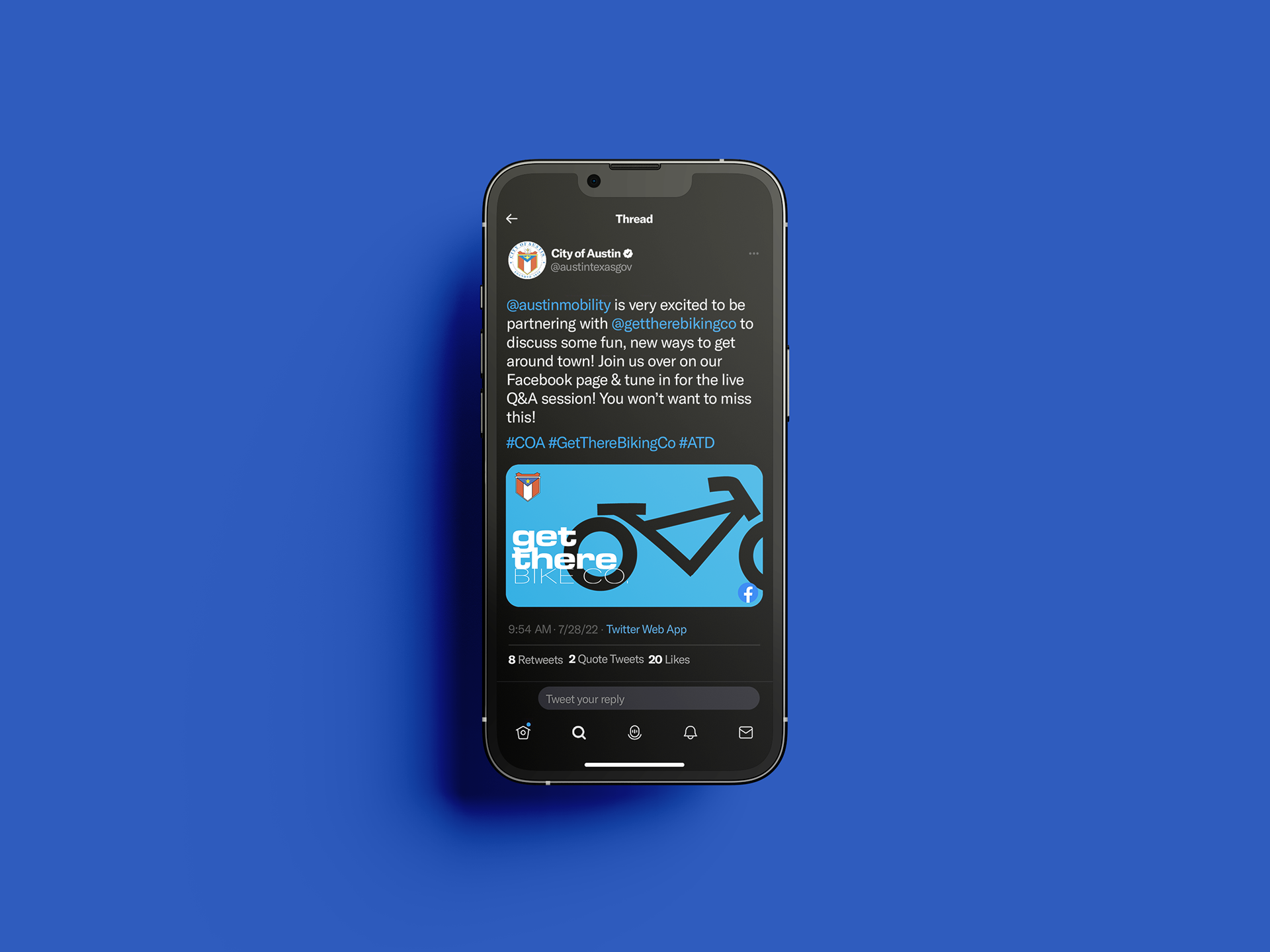 Social media post about Get There Bike Company