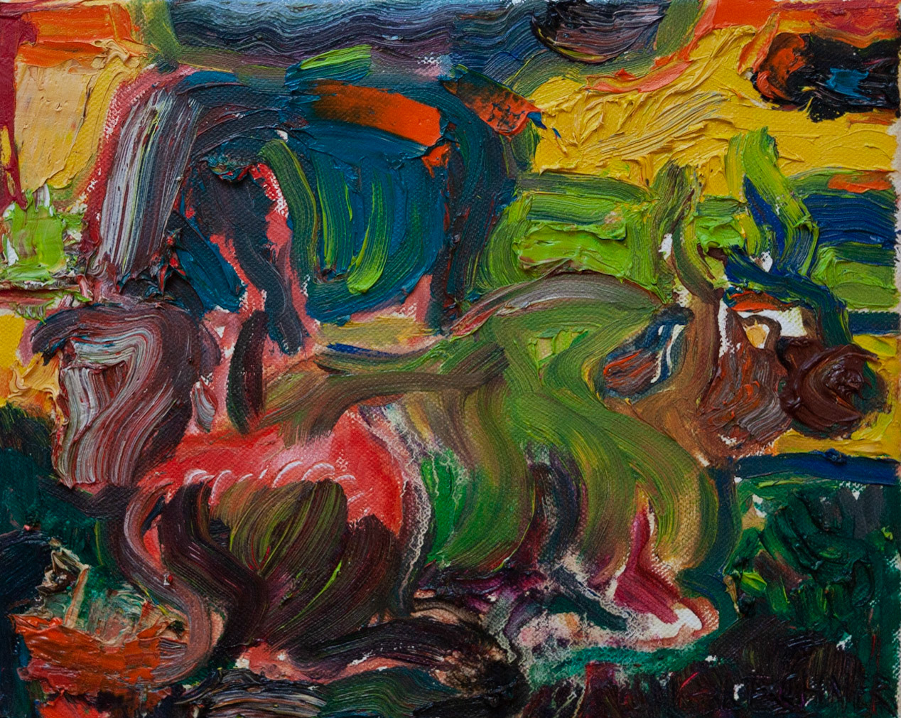 Bulls,  24 x 30 cm, oil on canvas