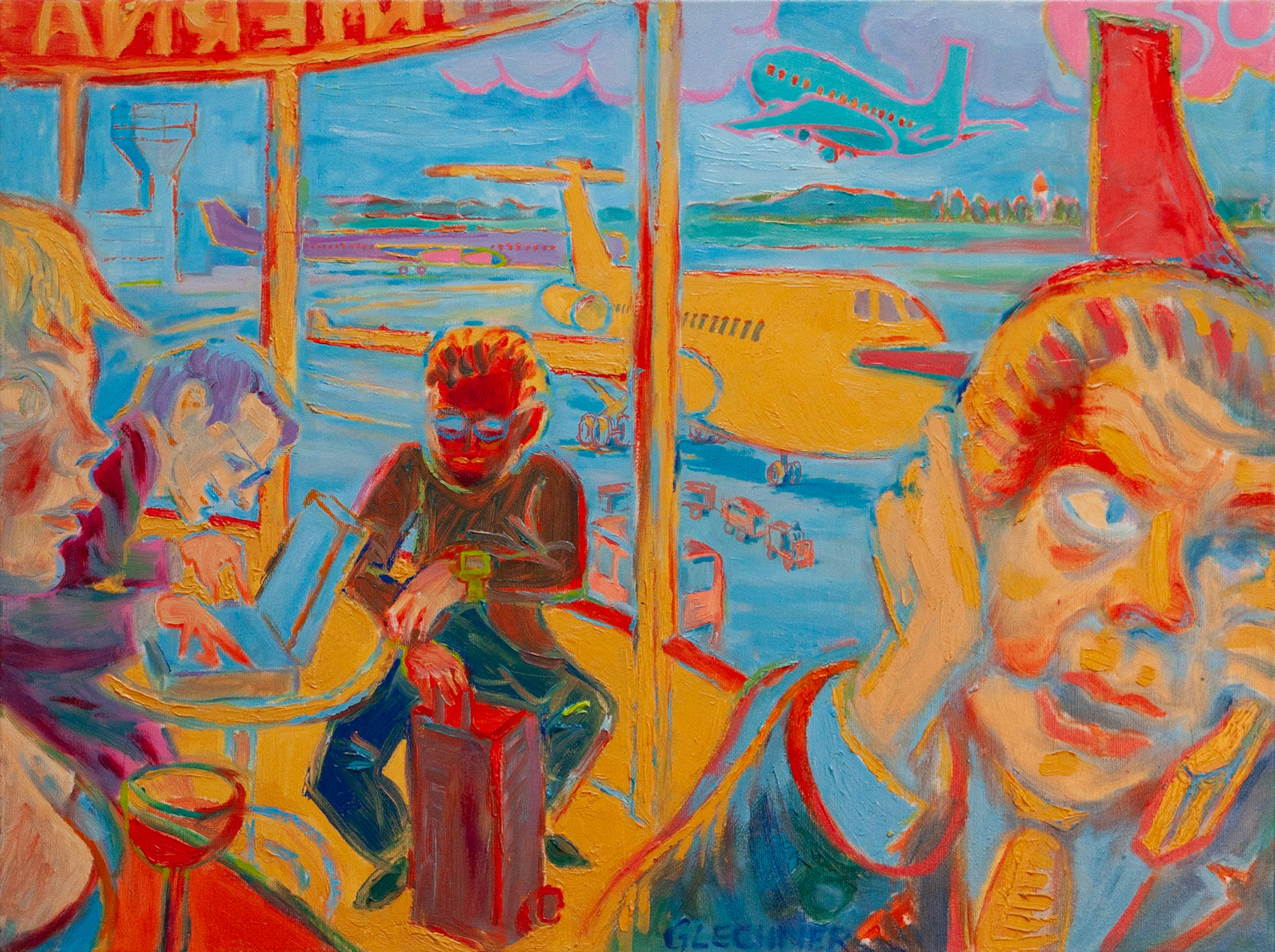 Airport Bistro, 60 x 80 cm, Öl auf Leinwand