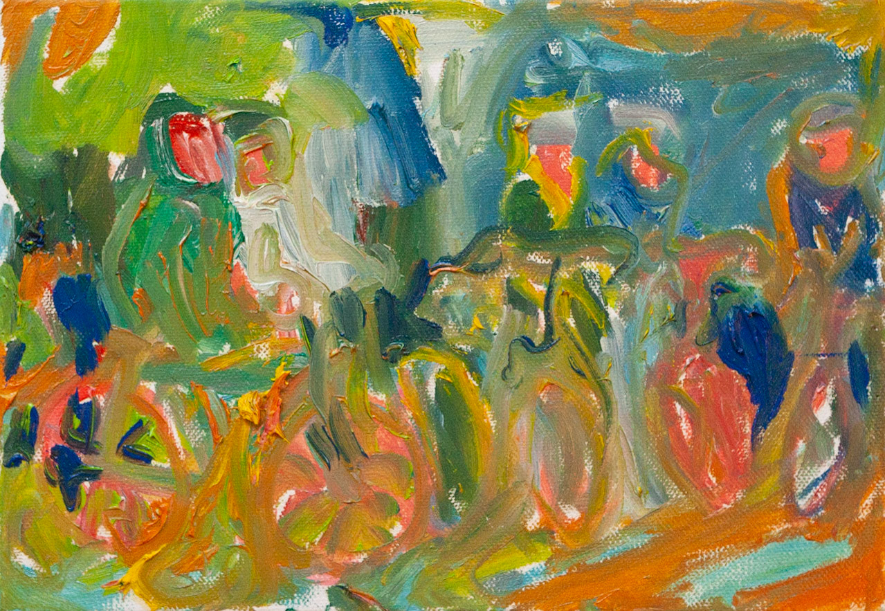 Radpartie, 21 x 30 cm, Öl auf Leinwand