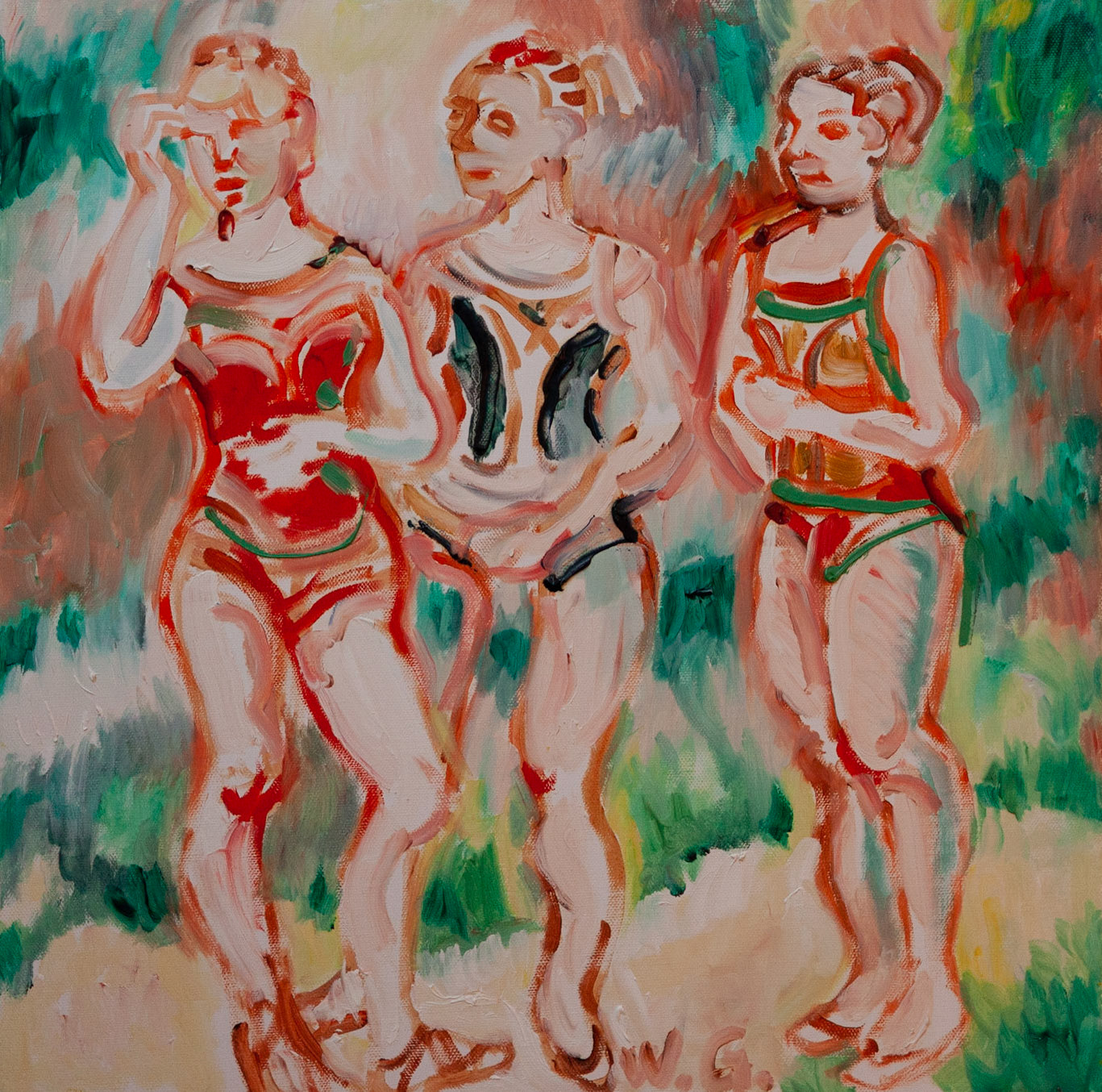  Drei Grazien, 50 x 50 cm, Öl auf Leinwand