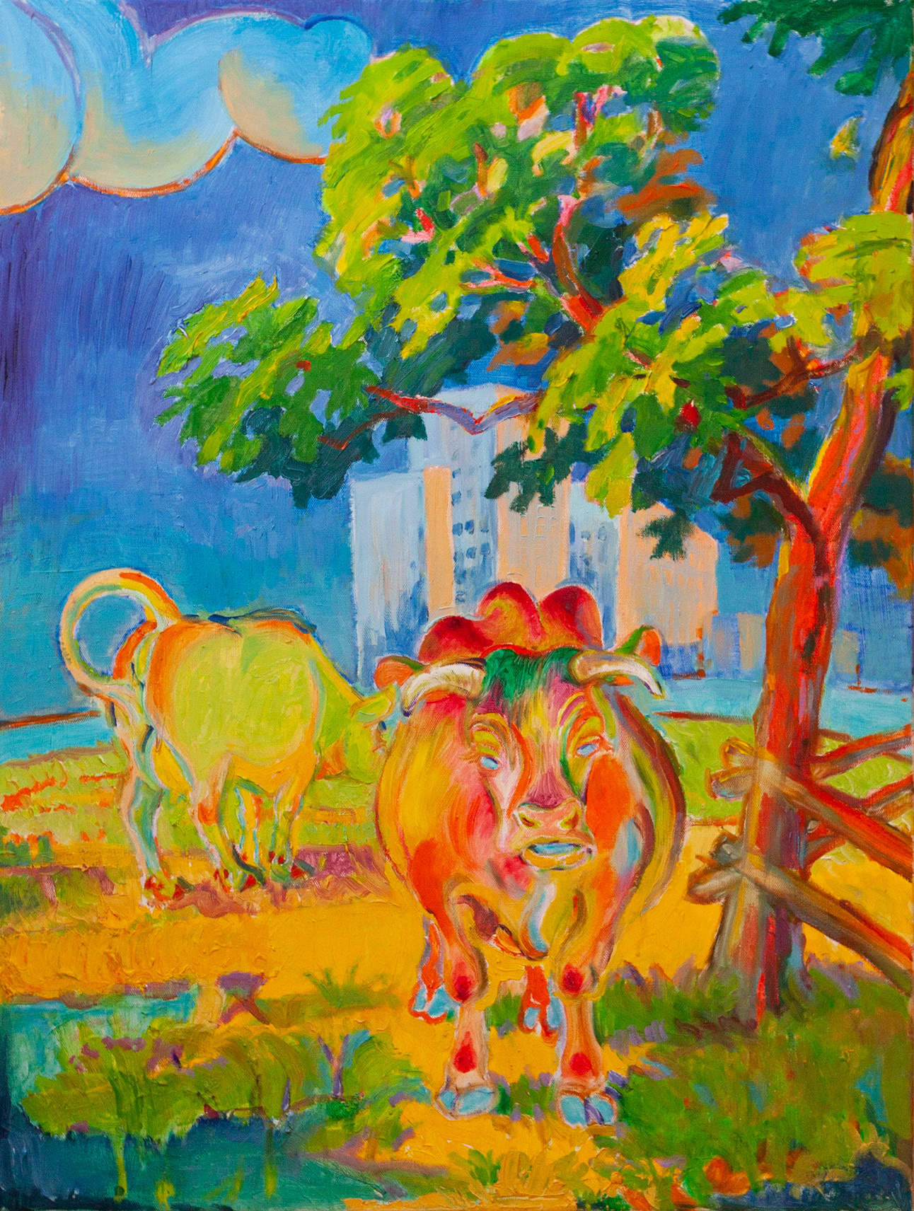 Moos Cow, 80 x 60 cm, Öl auf Leinwand