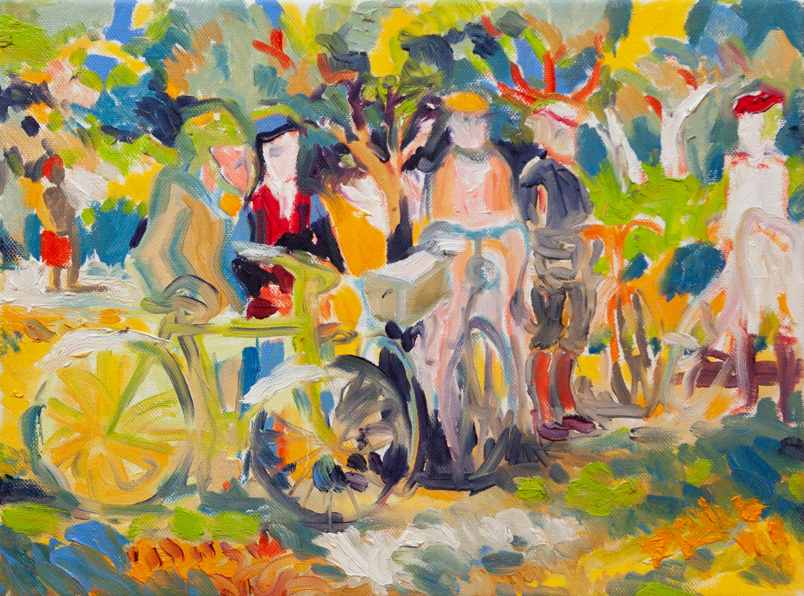 Radausflug, 30 x 40 cm, Öl auf Leinwand