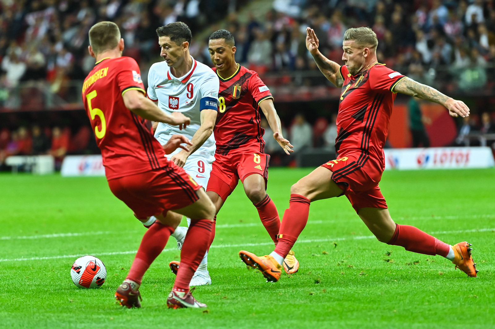 Liga Narodów Polska - Belgia 0:1 n/z R. Lewandowski