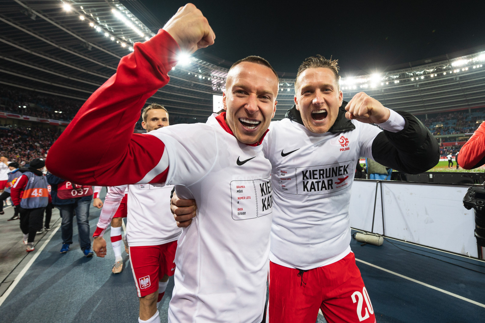 El. MŚ 2022: Polska - Szwecja 2:0 n/z Jacek Góralski i Piotr Zieliński