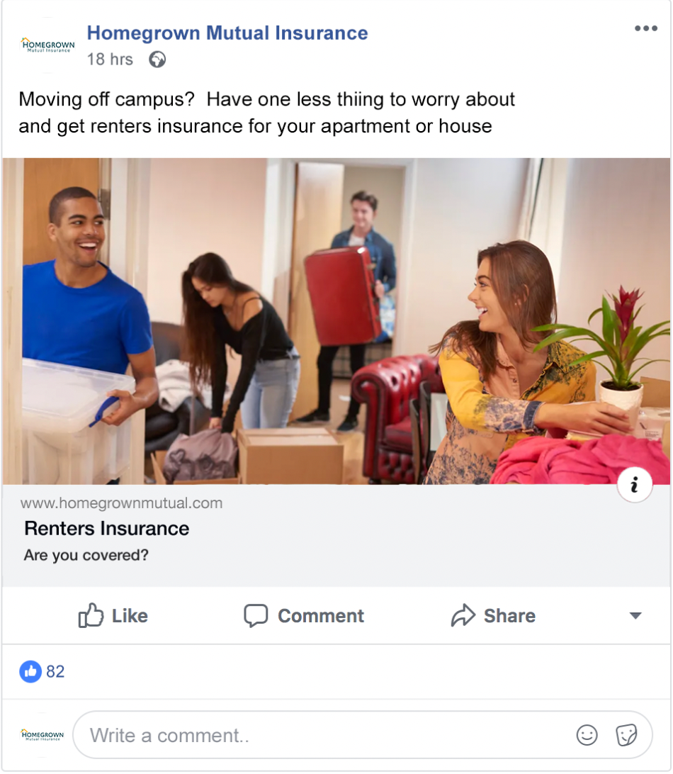 Renters Insurance Facebook Ad Mock-up