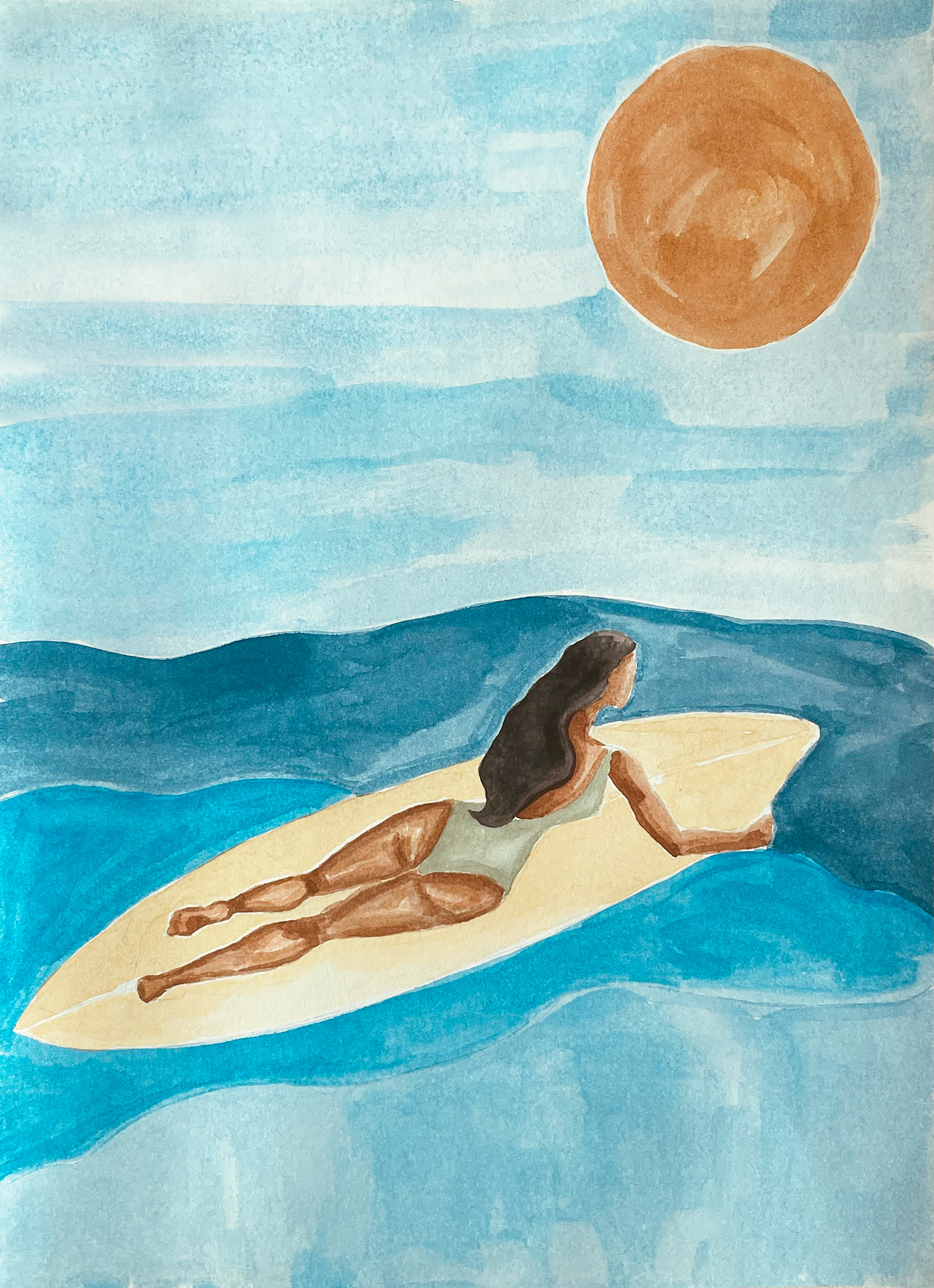 Keep Paddling, gouache on paper