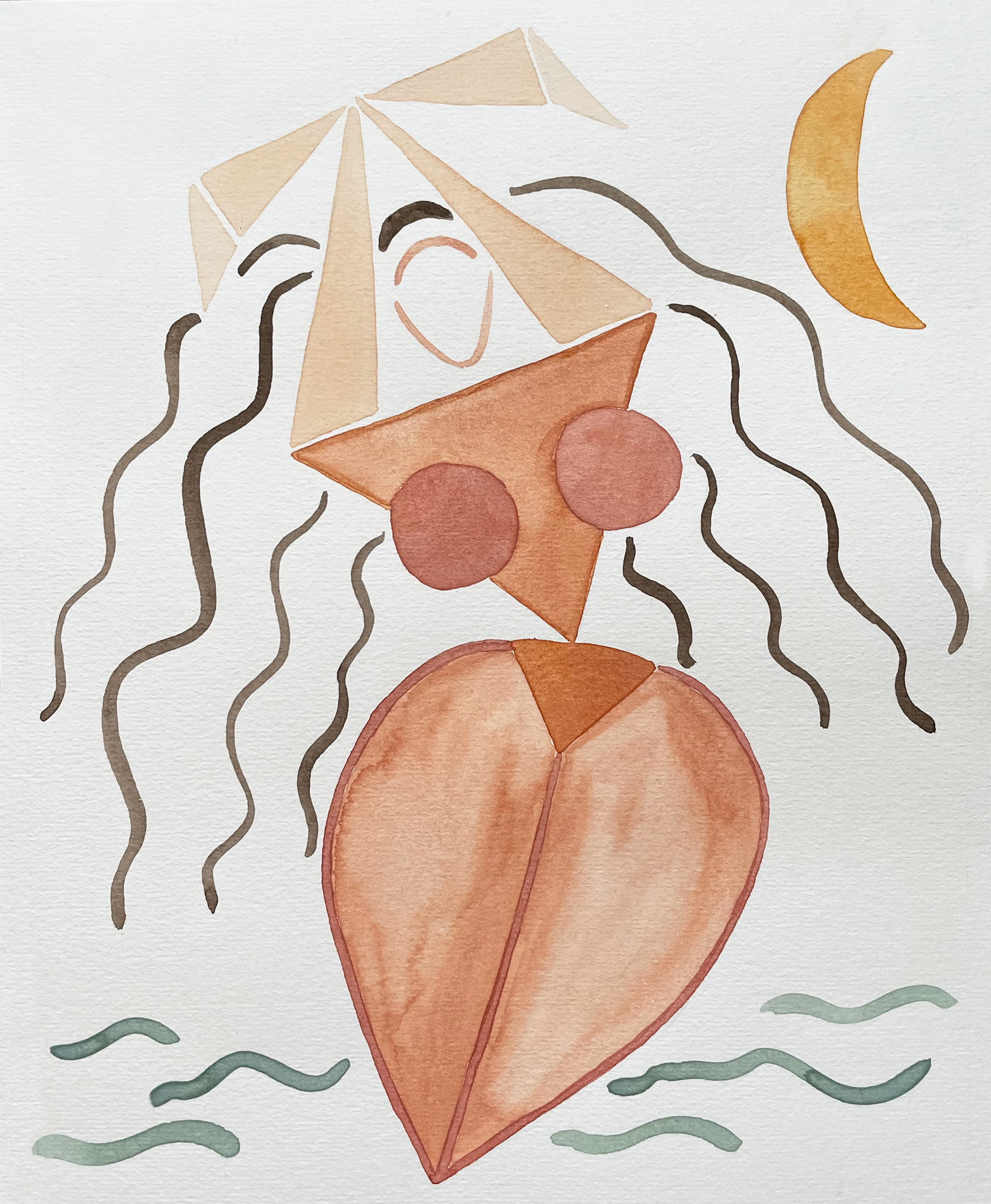 Venus di Luna, gouache on paper