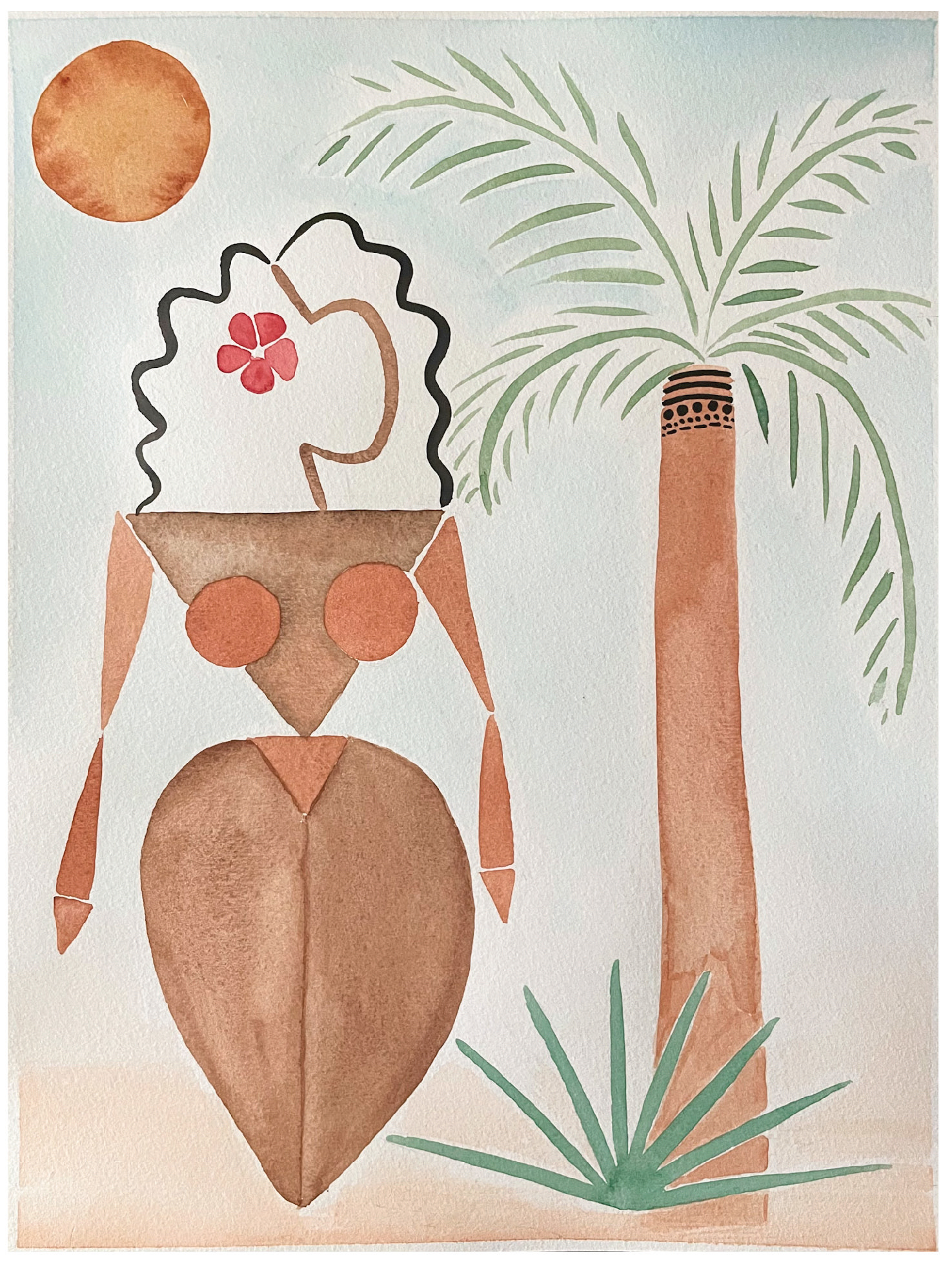 Venus Tropicale, gouache on paper
