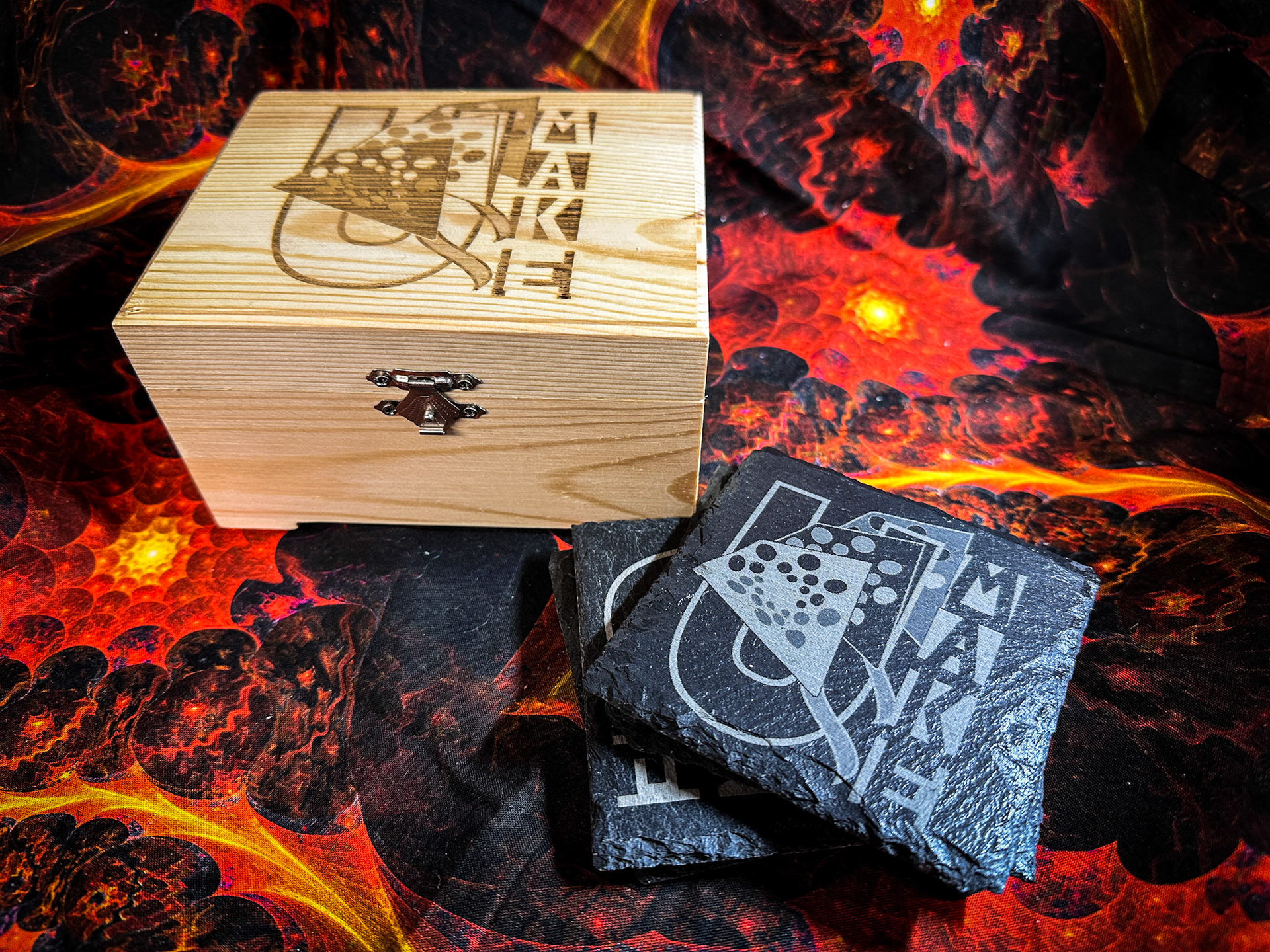 Wooden Slate Coaster Set