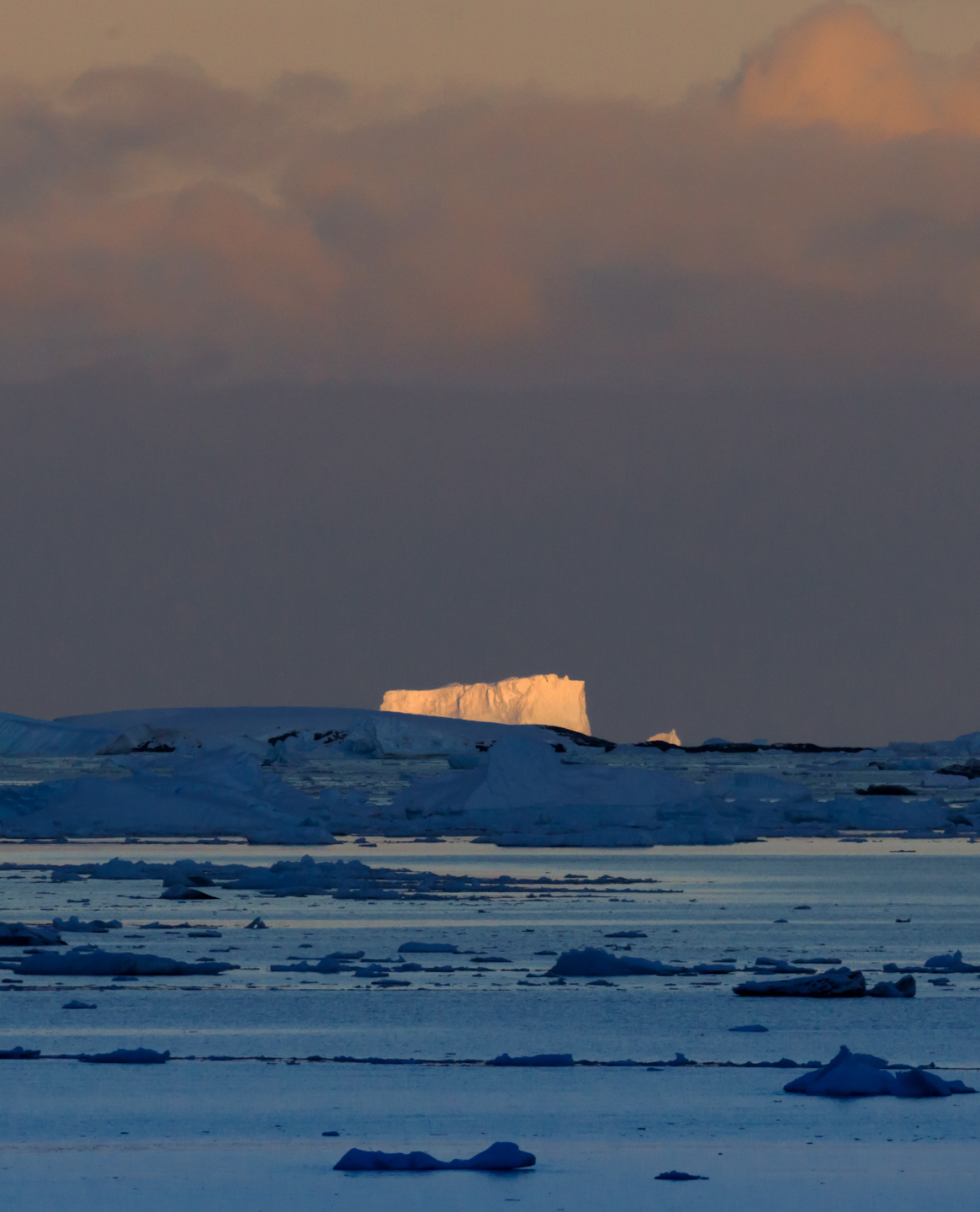 First light on an iceberg